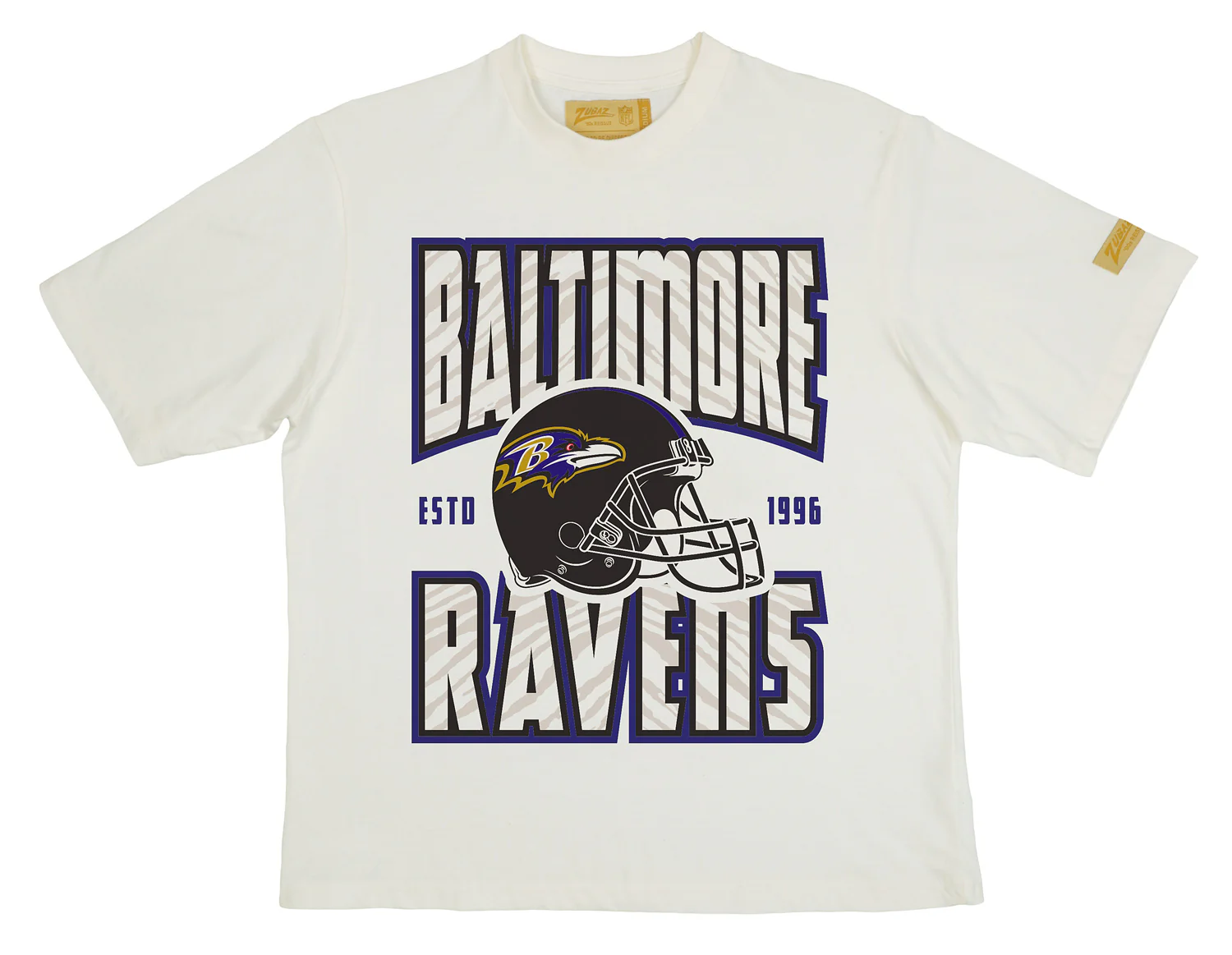 Zubaz NFL 90s SS Tee- Helmet-Off White, BALTIMORE RAVENS - Image 3