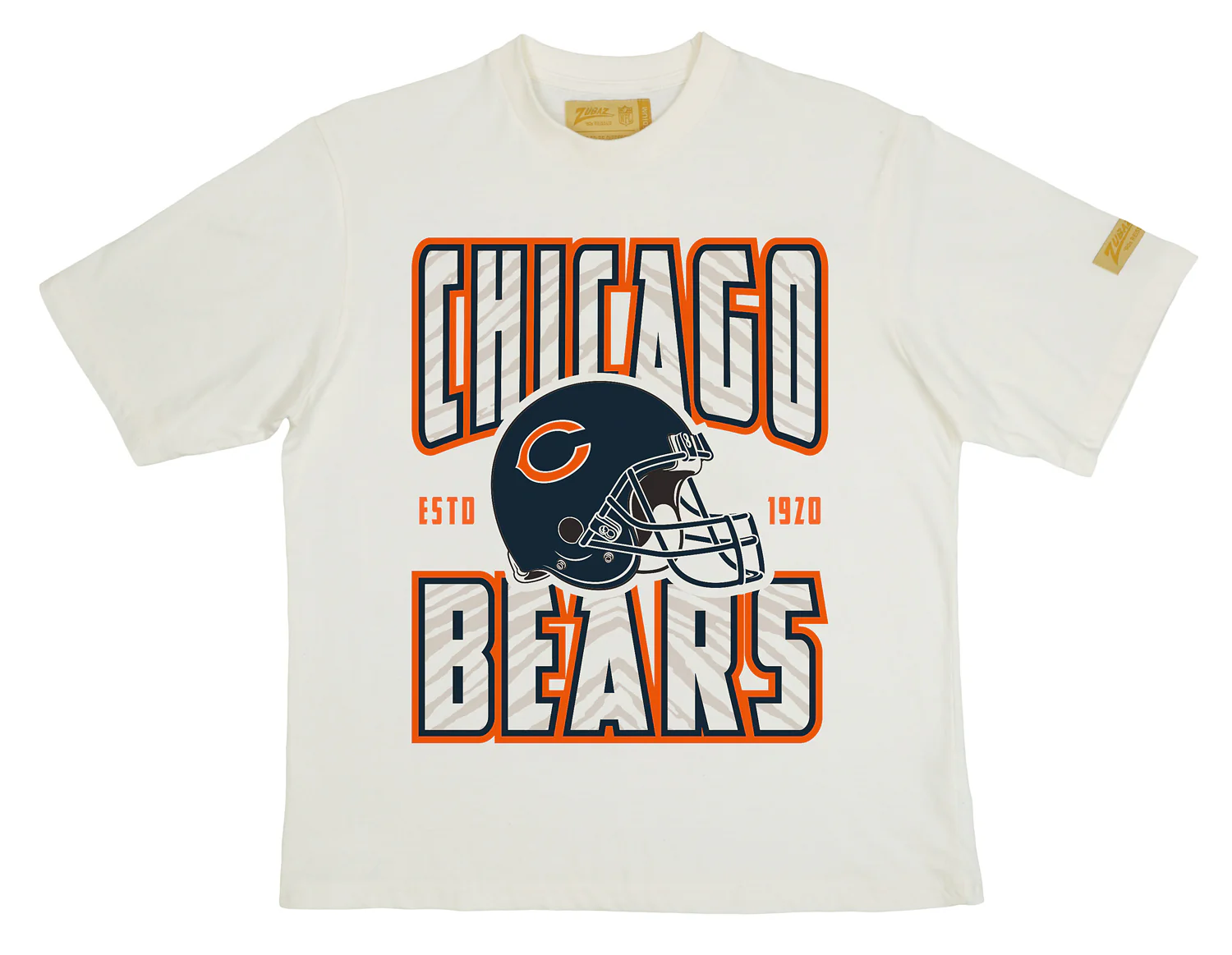 Zubaz NFL 90s SS Tee- Helmet-Off White, CHICAGO BEARS - Image 3