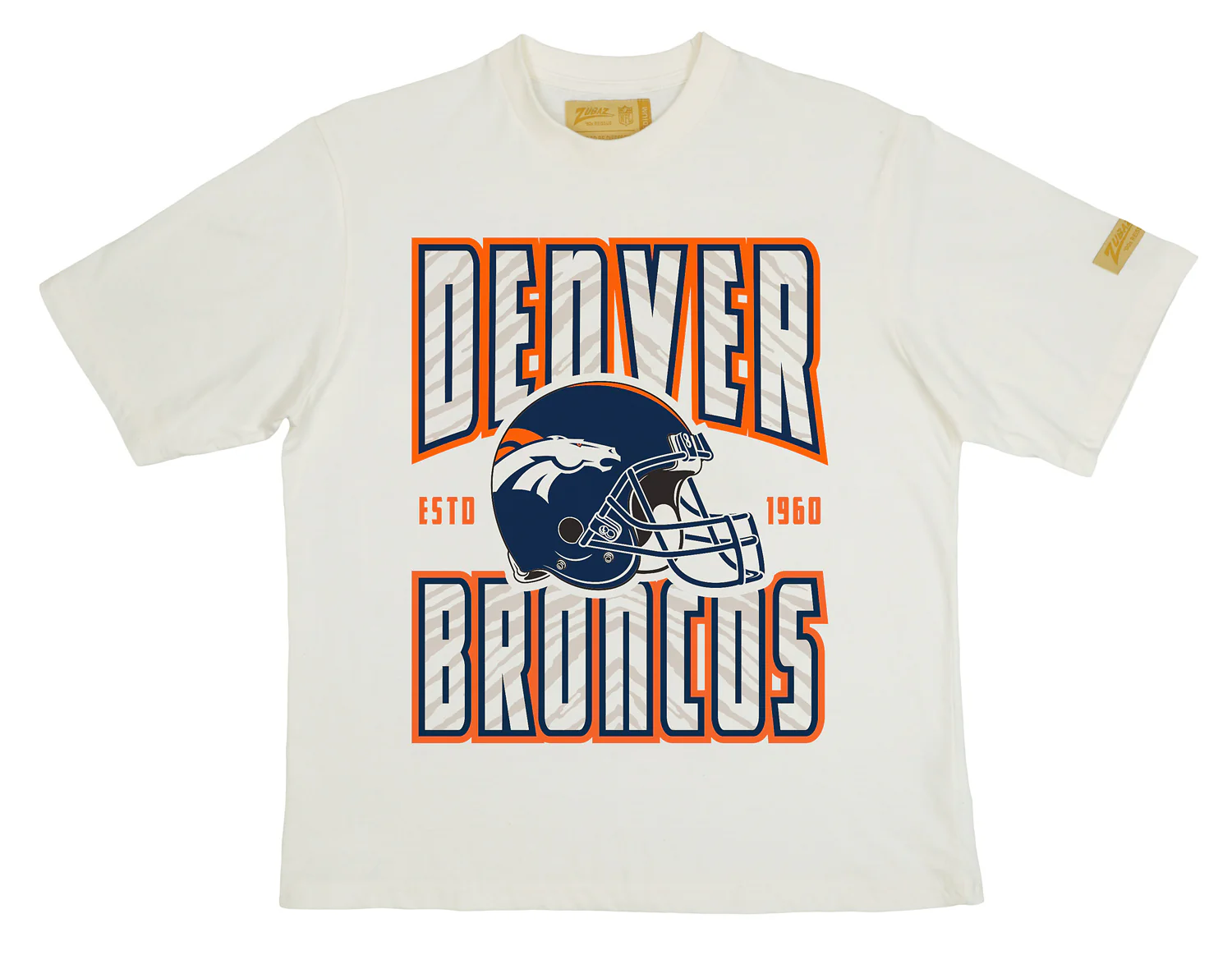 Zubaz NFL 90s SS Tee- Helmet-Off White, DENVER BRONCOS - Image 13