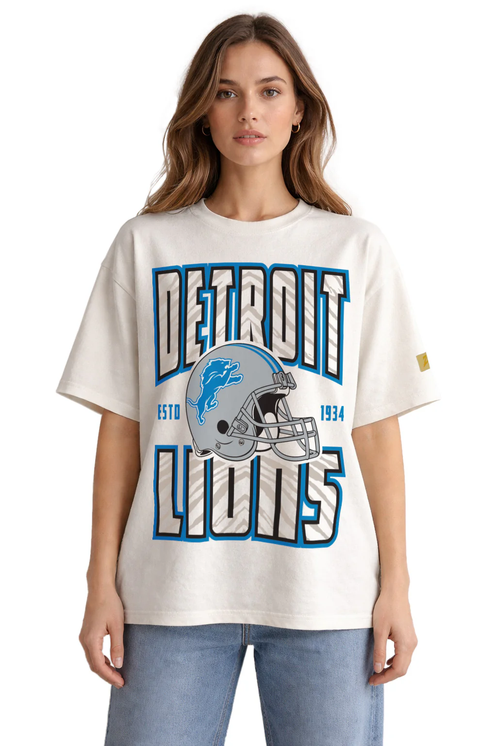 Zubaz NFL 90s SS Tee- Helmet-Off White, DETROIT LIONS - Image 2