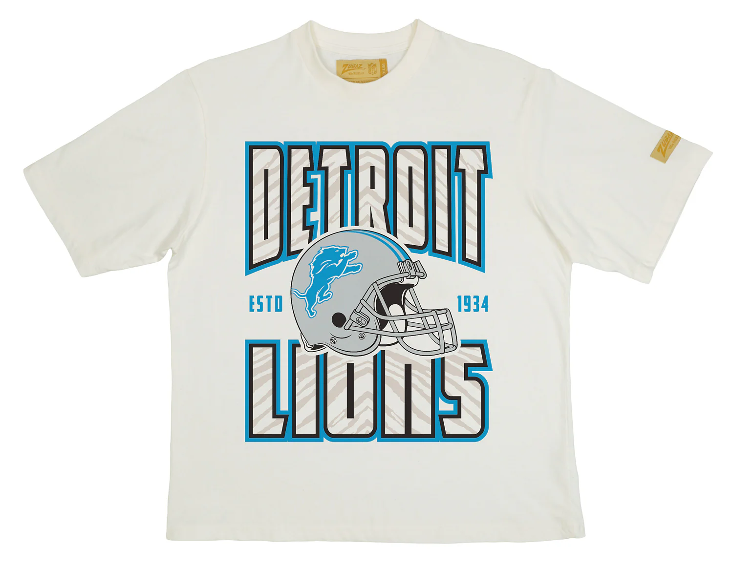 Zubaz NFL 90s SS Tee- Helmet-Off White, DETROIT LIONS - Image 3