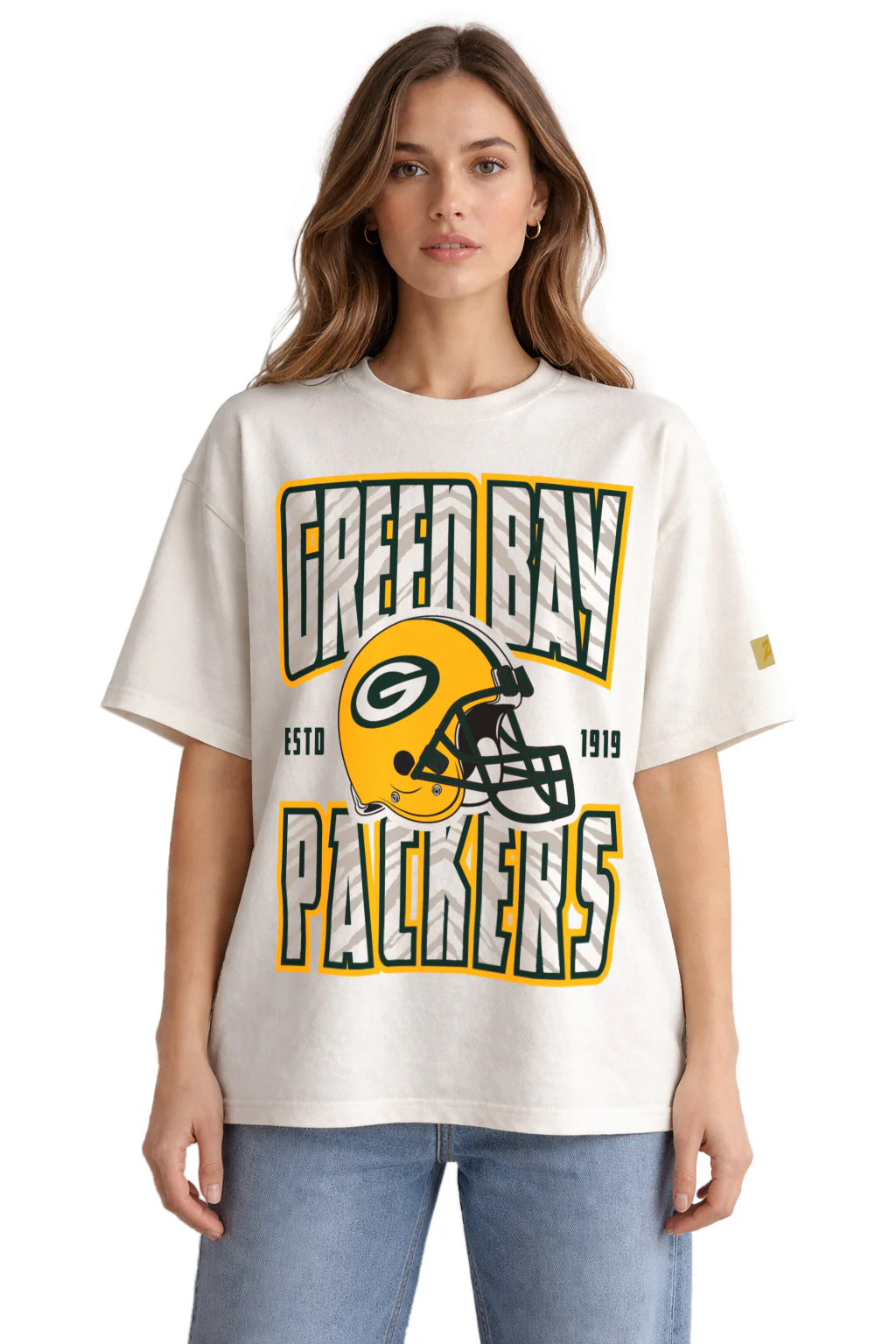 Zubaz NFL 90s SS Tee- Helmet-Off White, GREEN BAY PACKERS - Image 32