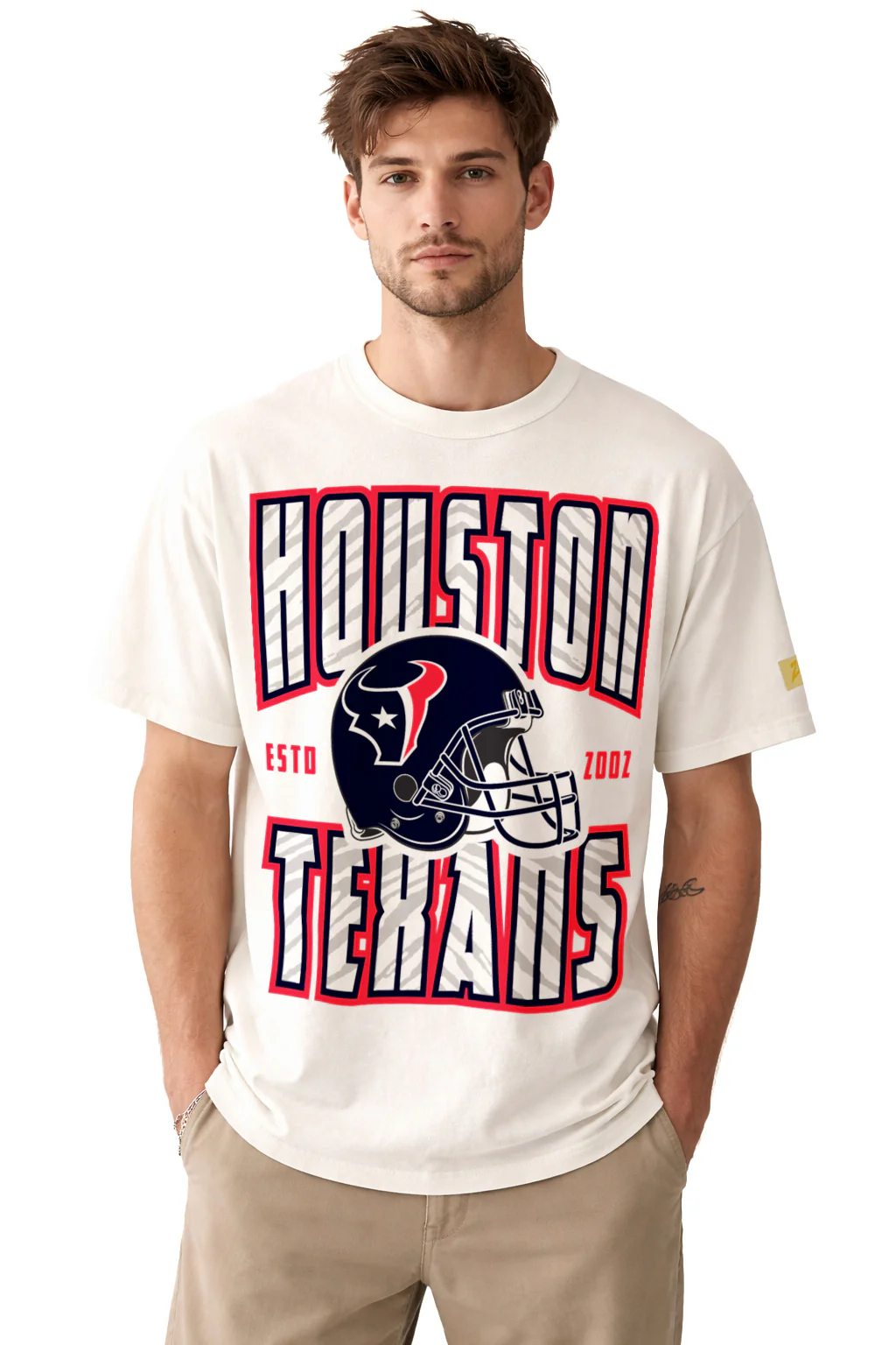 Zubaz NFL 90s SS Tee- Helmet-Off White, HOUSTON TEXANS - Image 16