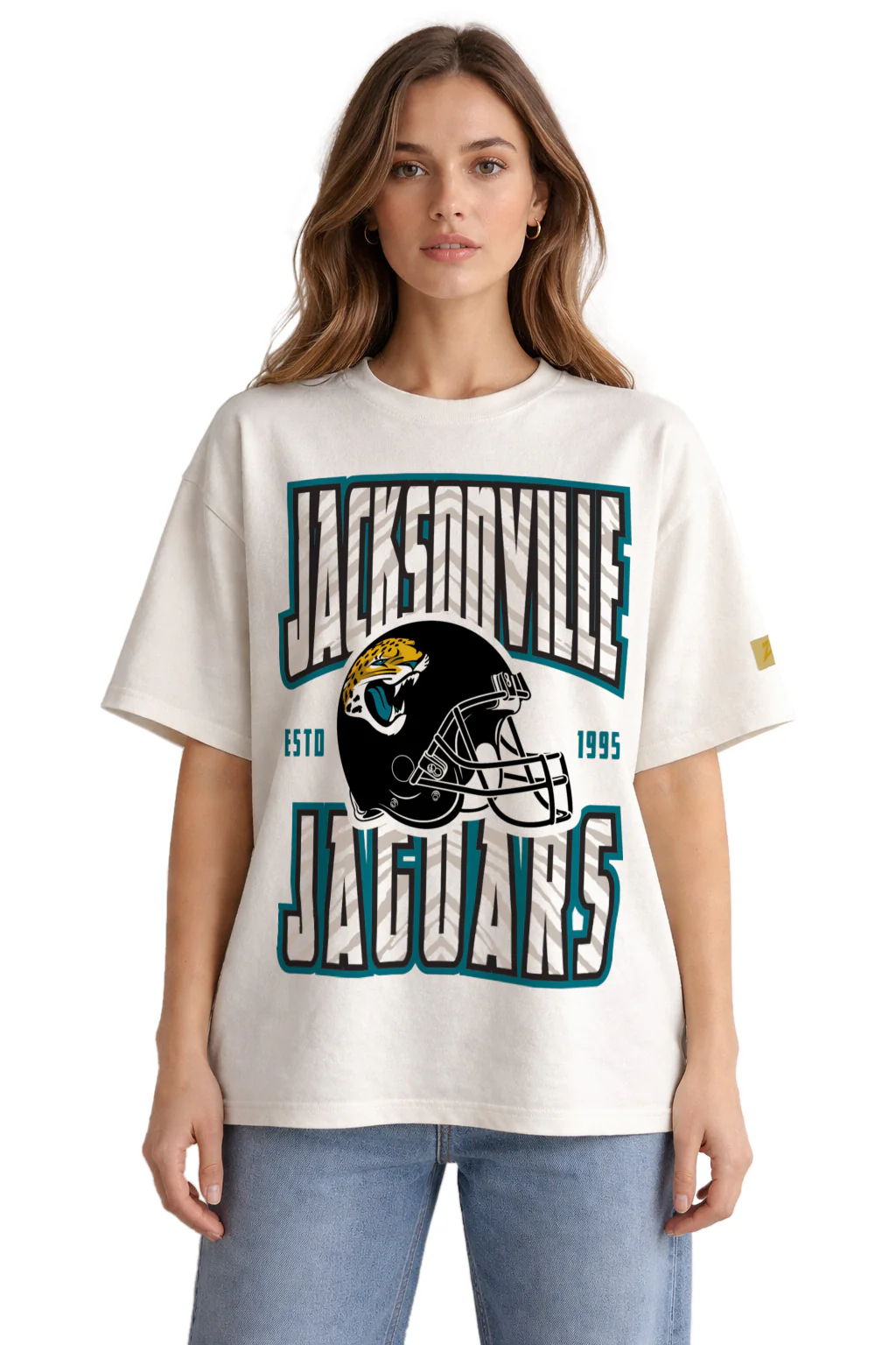 Zubaz NFL 90s SS Tee- Helmet-Off White, JACKSONVILLE JAGUARS - Image 7