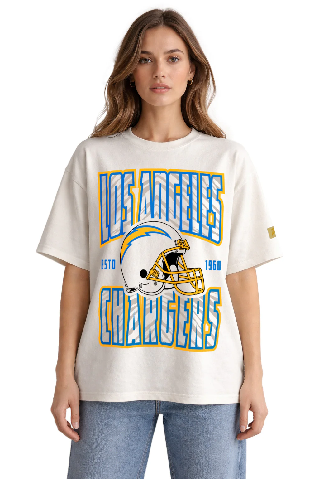Zubaz NFL 90s SS Tee- Helmet-Off White, LOS ANGELES CHARGERS - Image 27
