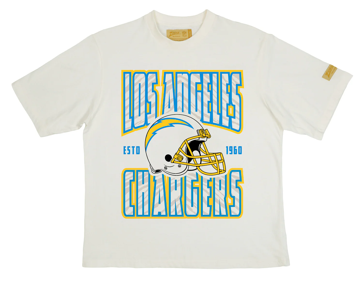 Zubaz NFL 90s SS Tee- Helmet-Off White, LOS ANGELES CHARGERS - Image 3