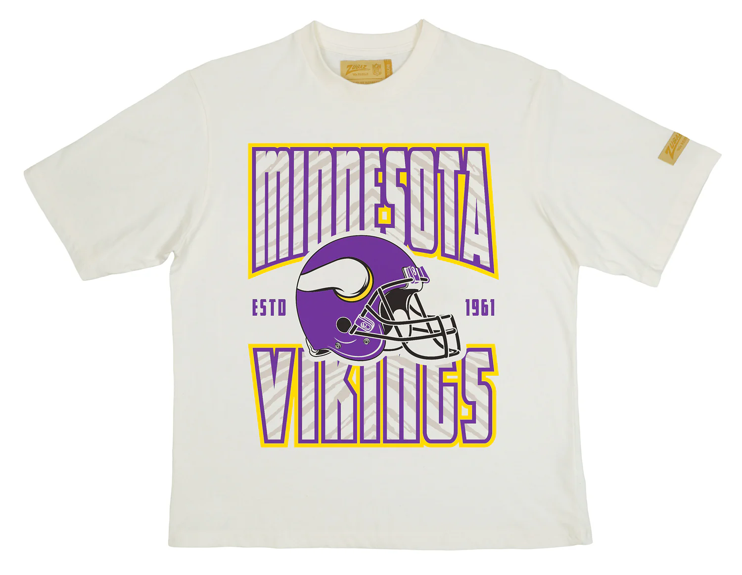 Zubaz NFL 90s SS Tee- Helmet-Off White, MINNESOTA VIKINGS - Image 3
