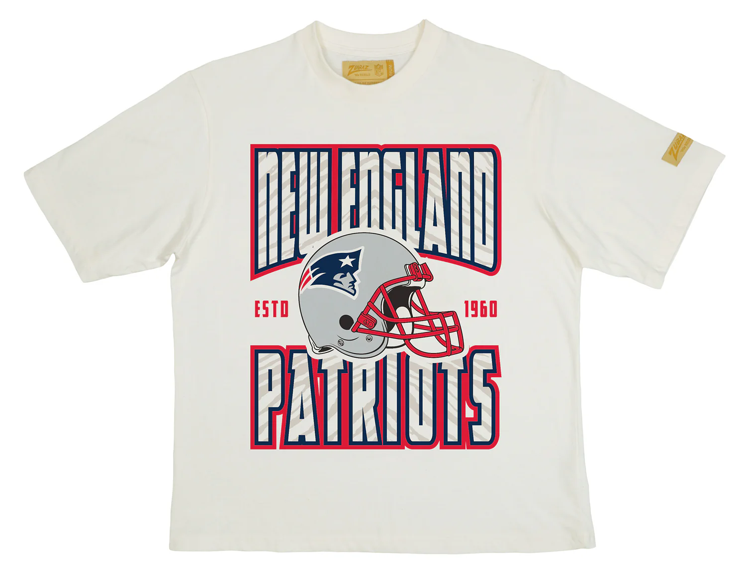 Zubaz NFL 90s SS Tee- Helmet-Off White, NEW ENGLAND PATRIOTS - Image 38