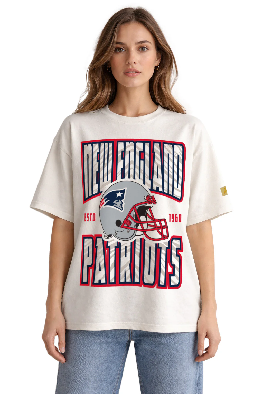 Zubaz NFL 90s SS Tee- Helmet-Off White, NEW ENGLAND PATRIOTS - Image 7