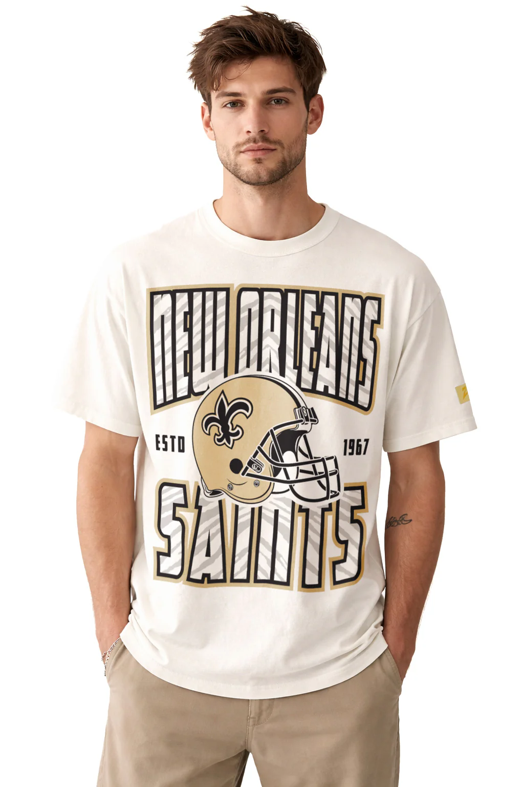 Zubaz NFL 90s SS Tee- Helmet-Off White, NEW ORLEANS SAINTS - Image 26