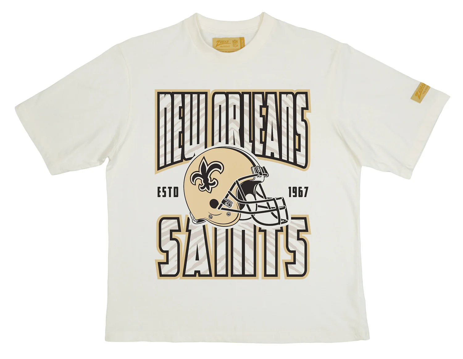 Zubaz NFL 90s SS Tee- Helmet-Off White, NEW ORLEANS SAINTS - Image 3