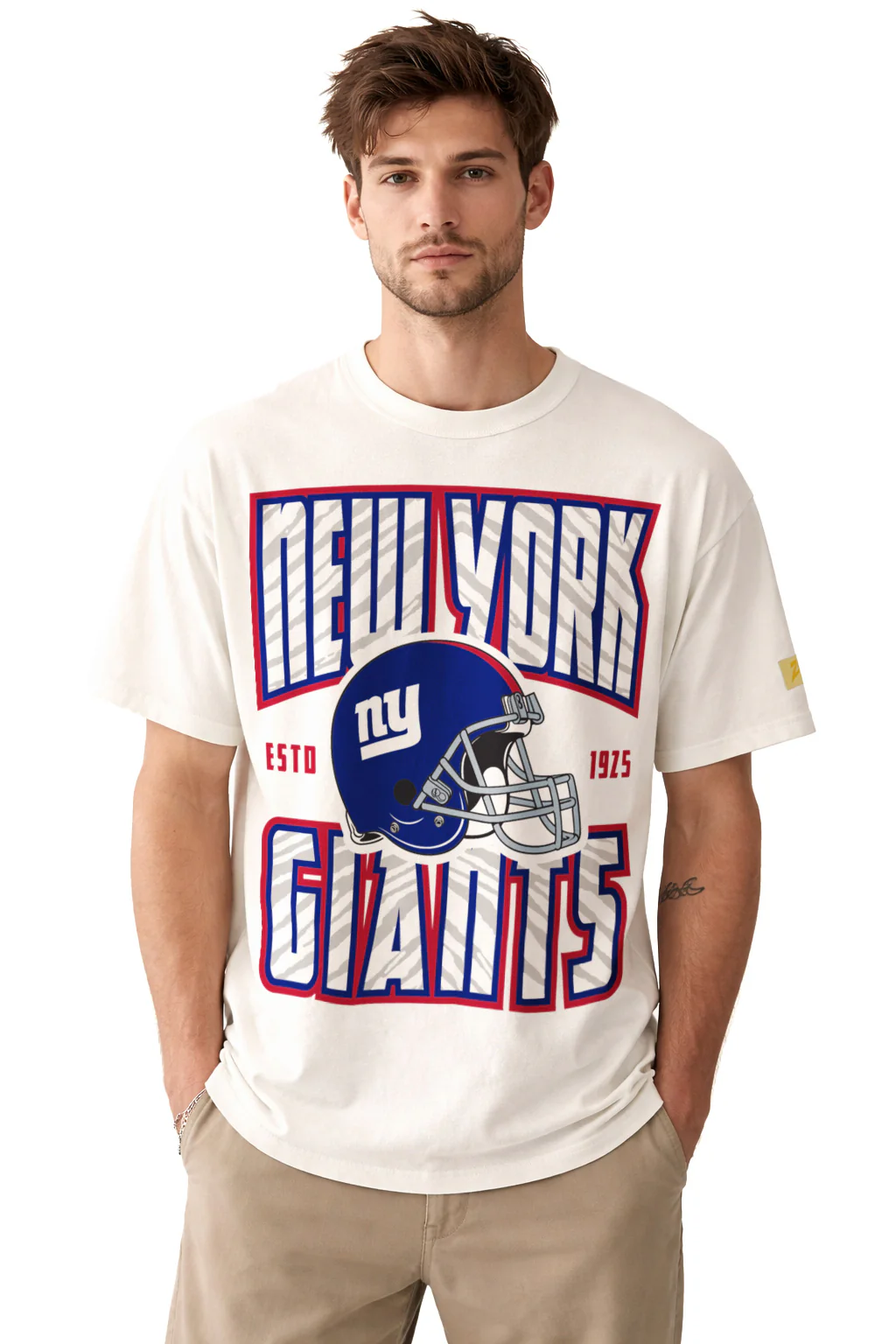 Zubaz NFL 90s SS Tee- Helmet-Off White, NEW YORK GIANTS - Image 11