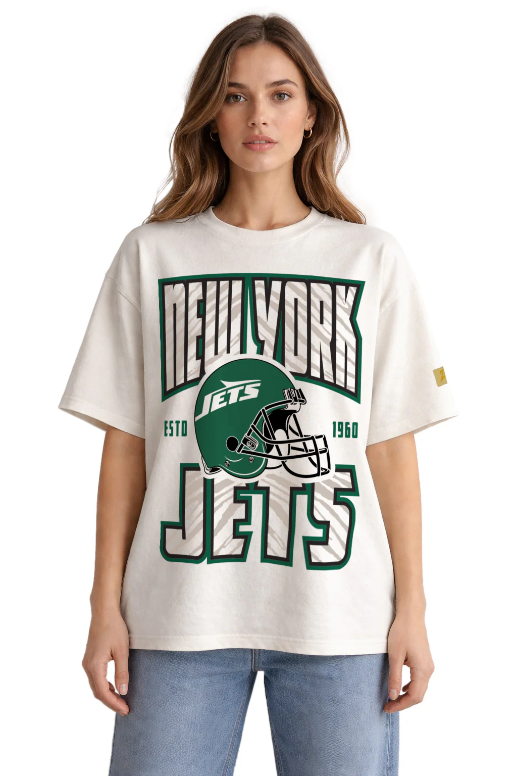 Zubaz NFL 90s SS Tee- Helmet-Off White, NEW YORK JETS - Image 17