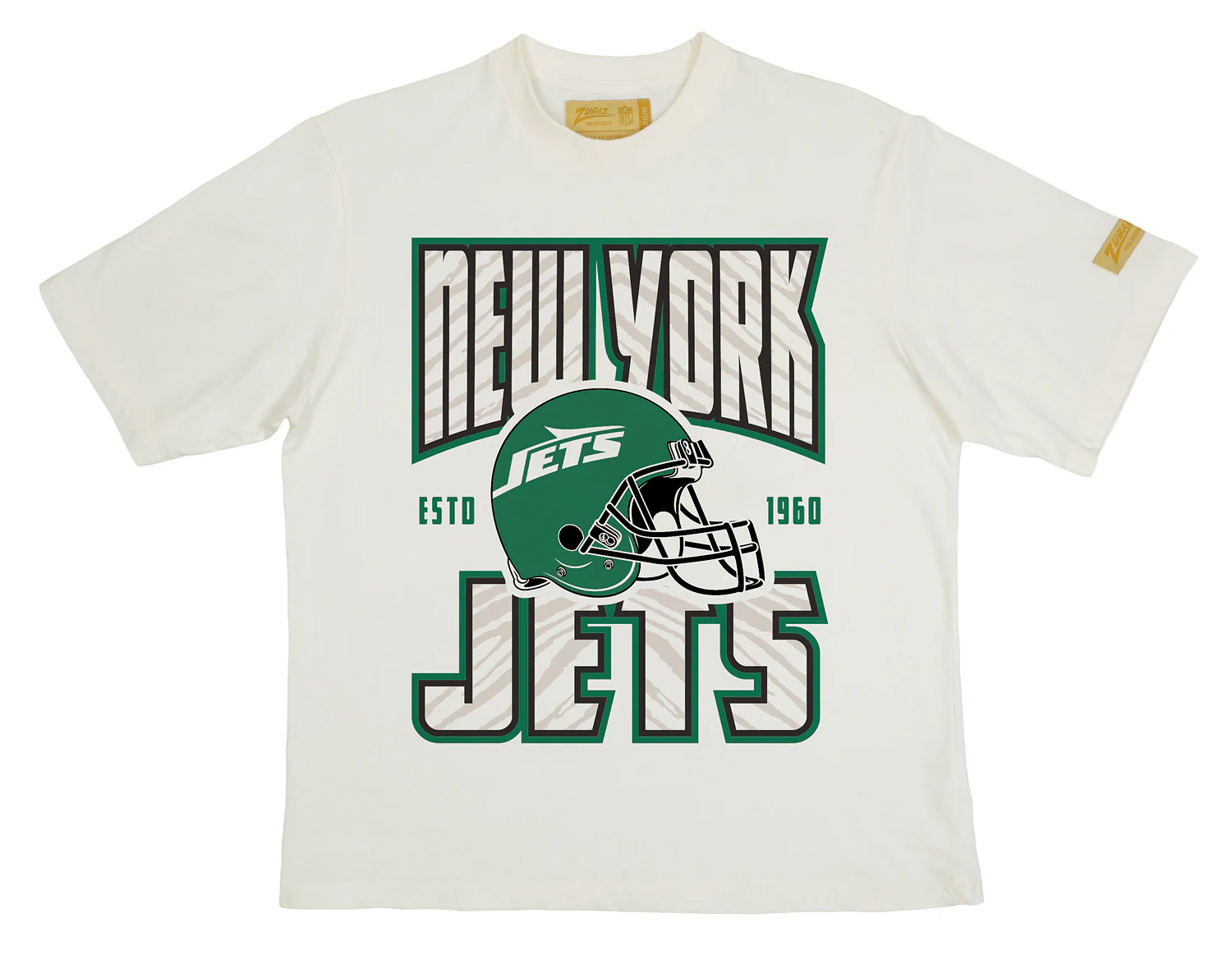 Zubaz NFL 90s SS Tee- Helmet-Off White, NEW YORK JETS - Image 8