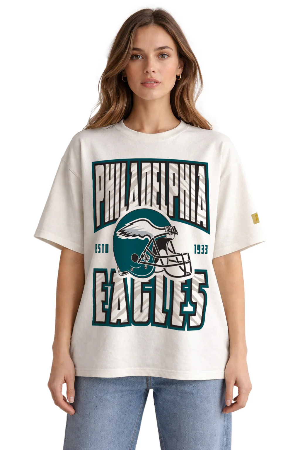 Zubaz NFL 90s SS Tee- Helmet-Off White, PHILADELPHIA EAGLES - Image 12