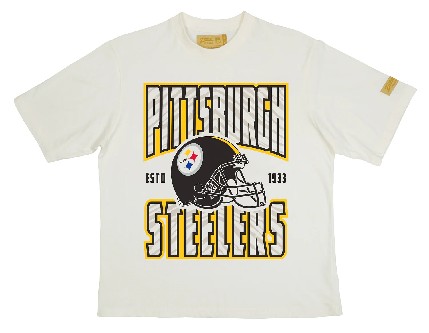 Zubaz NFL 90s SS Tee- Helmet-Off White, PITTSBURGH STEELERS - Image 18