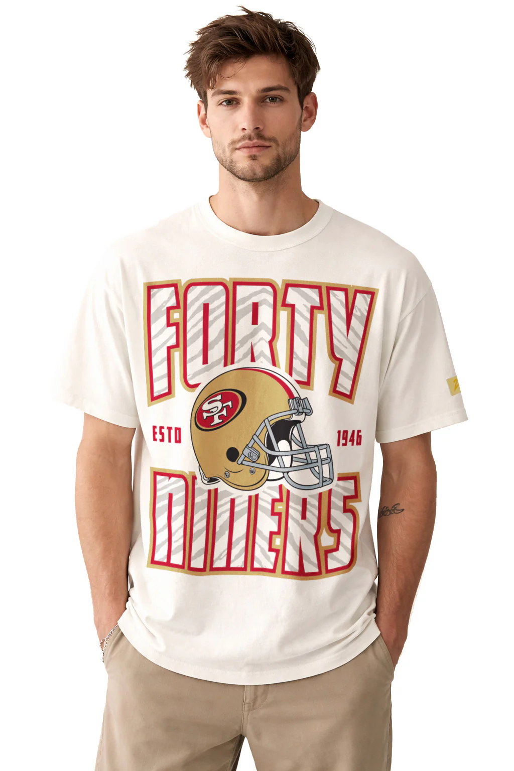 Zubaz NFL 90s SS Tee- Helmet-Off White, SAN FRANCISCO 49ERS - Image 11