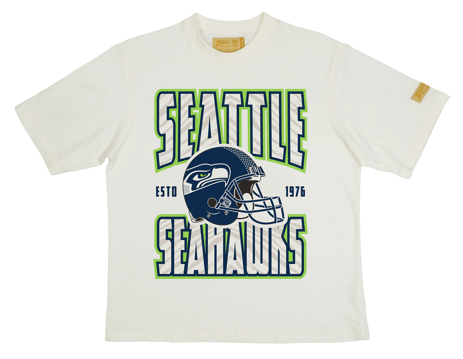 Zubaz NFL 90s SS Tee- Helmet-Off White, SEATTLE SEAHAWKS - Image 23