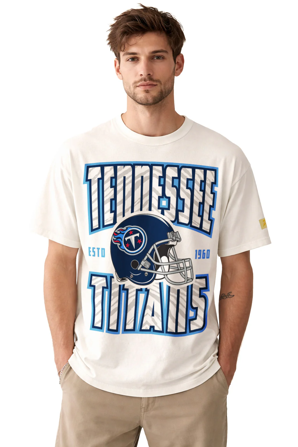 Zubaz NFL 90s SS Tee- Helmet-Off White, TENNESSEE TITANS - Image 31