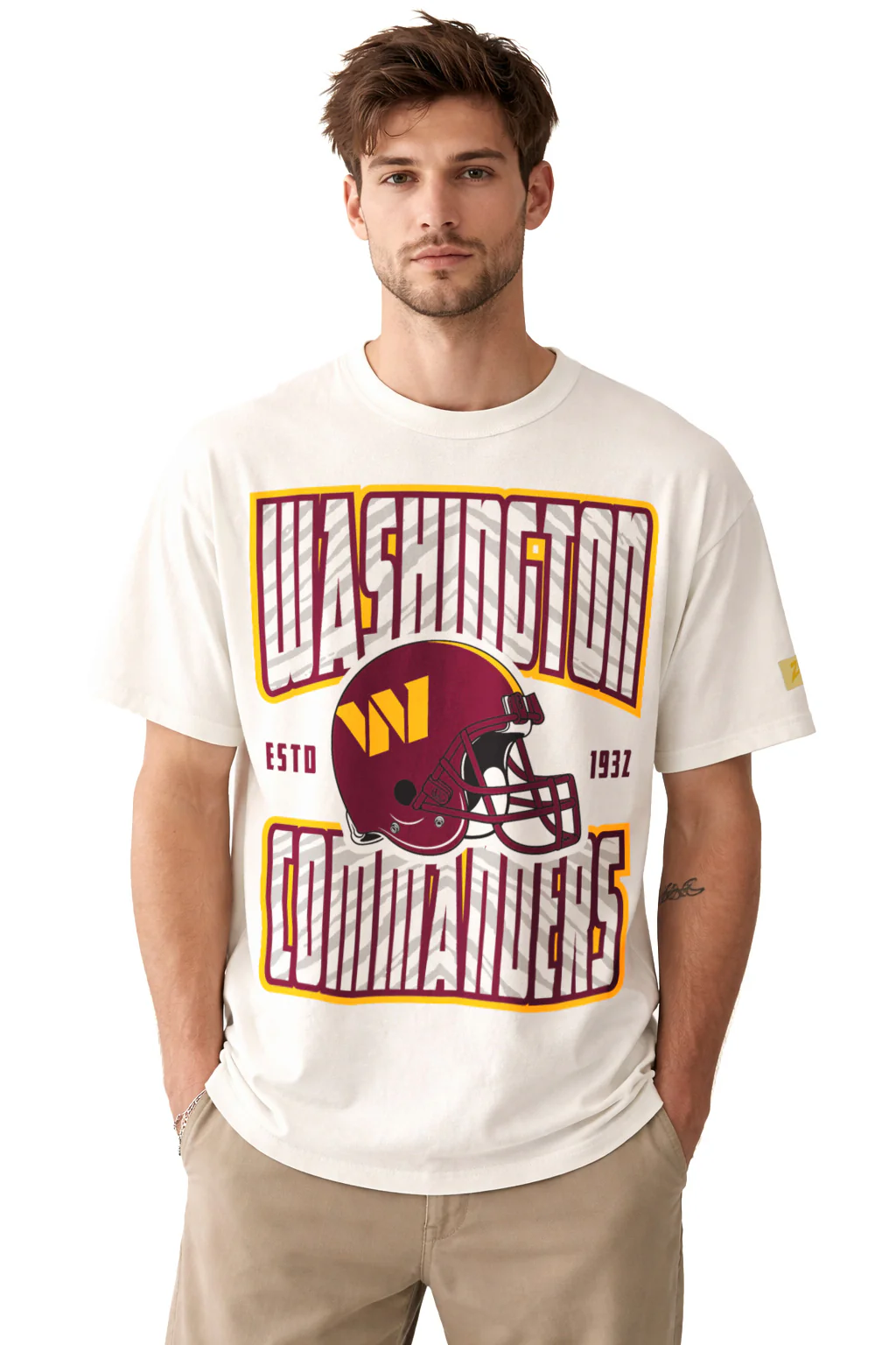 Zubaz NFL 90s SS Tee- Helmet-Off White, WASHINGTON COMMANDERS - Image 21