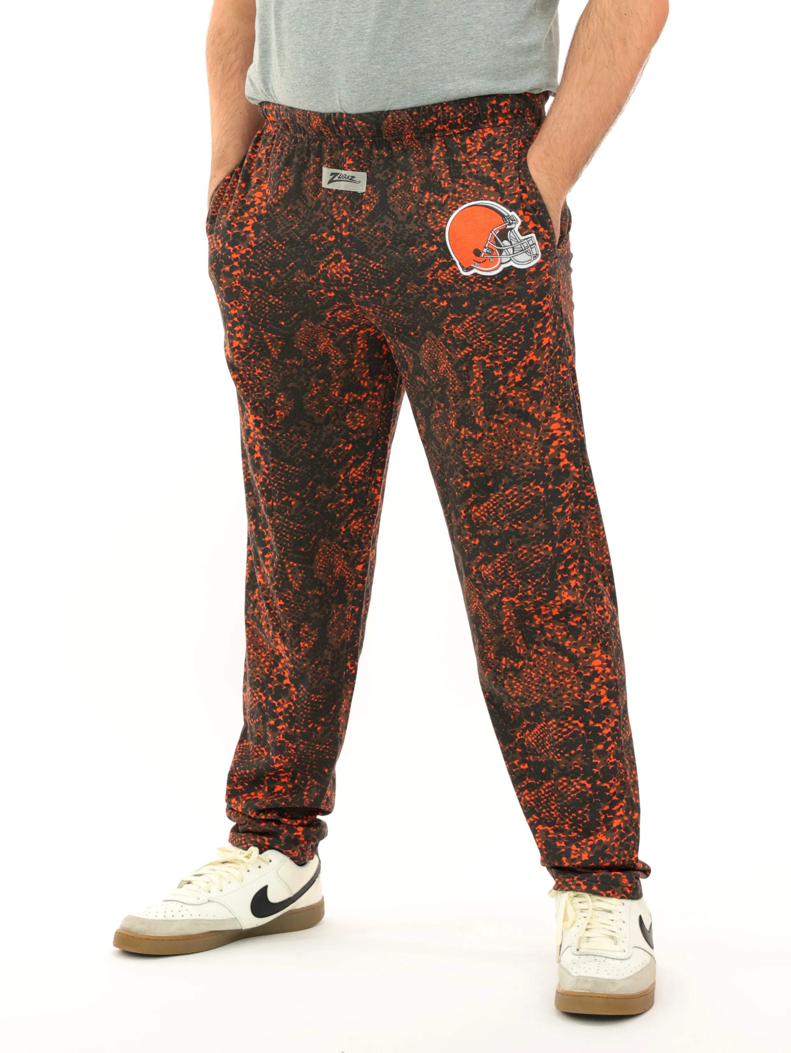 Zubaz NFL Adult Unisex Z88 Embroidered Post Pattern Pant, Cleveland Browns, X-Small - Image 8