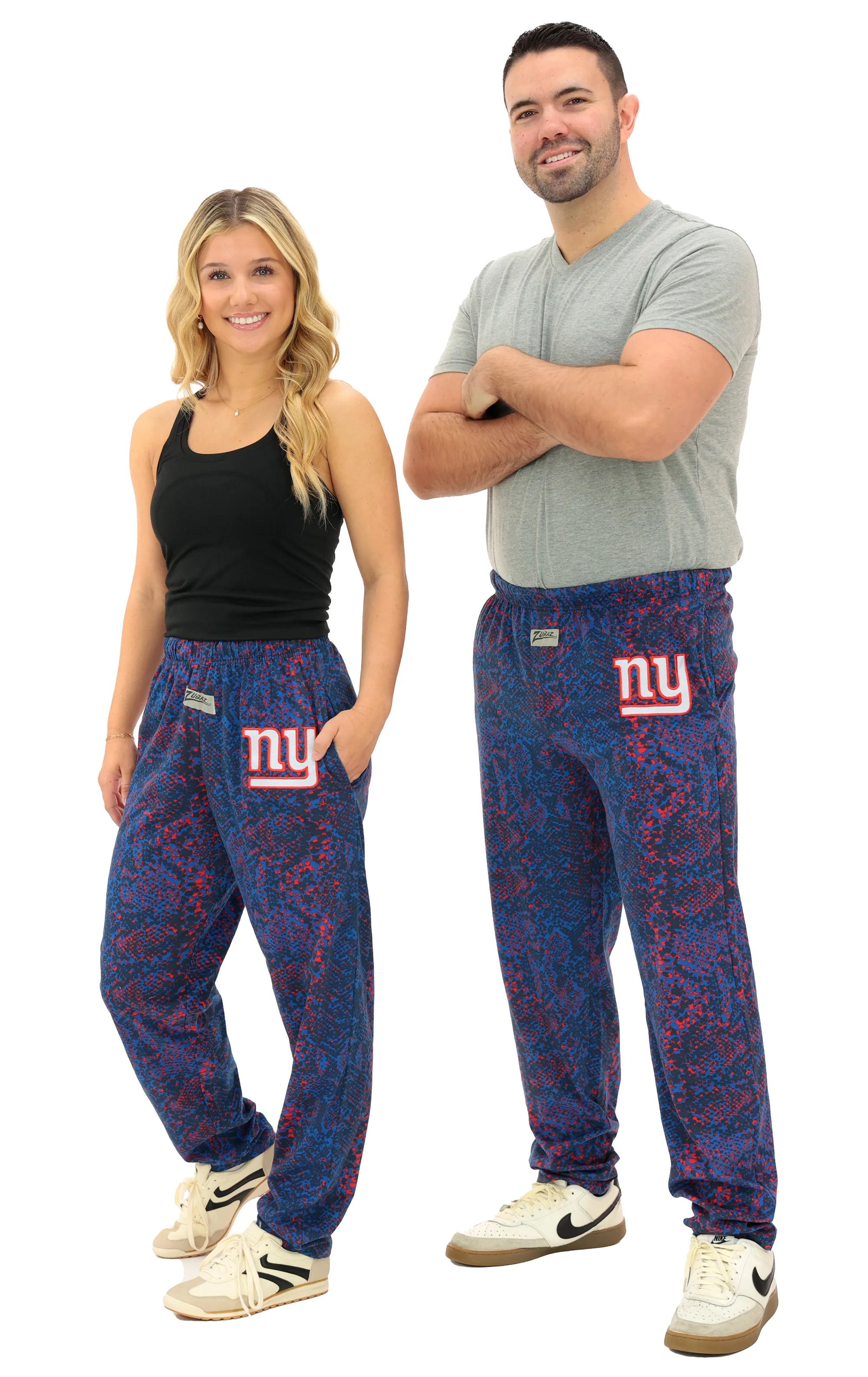 Zubaz NFL Adult Unisex Z88 Embroidered Post Pattern Pant, New York Giants, X-Small