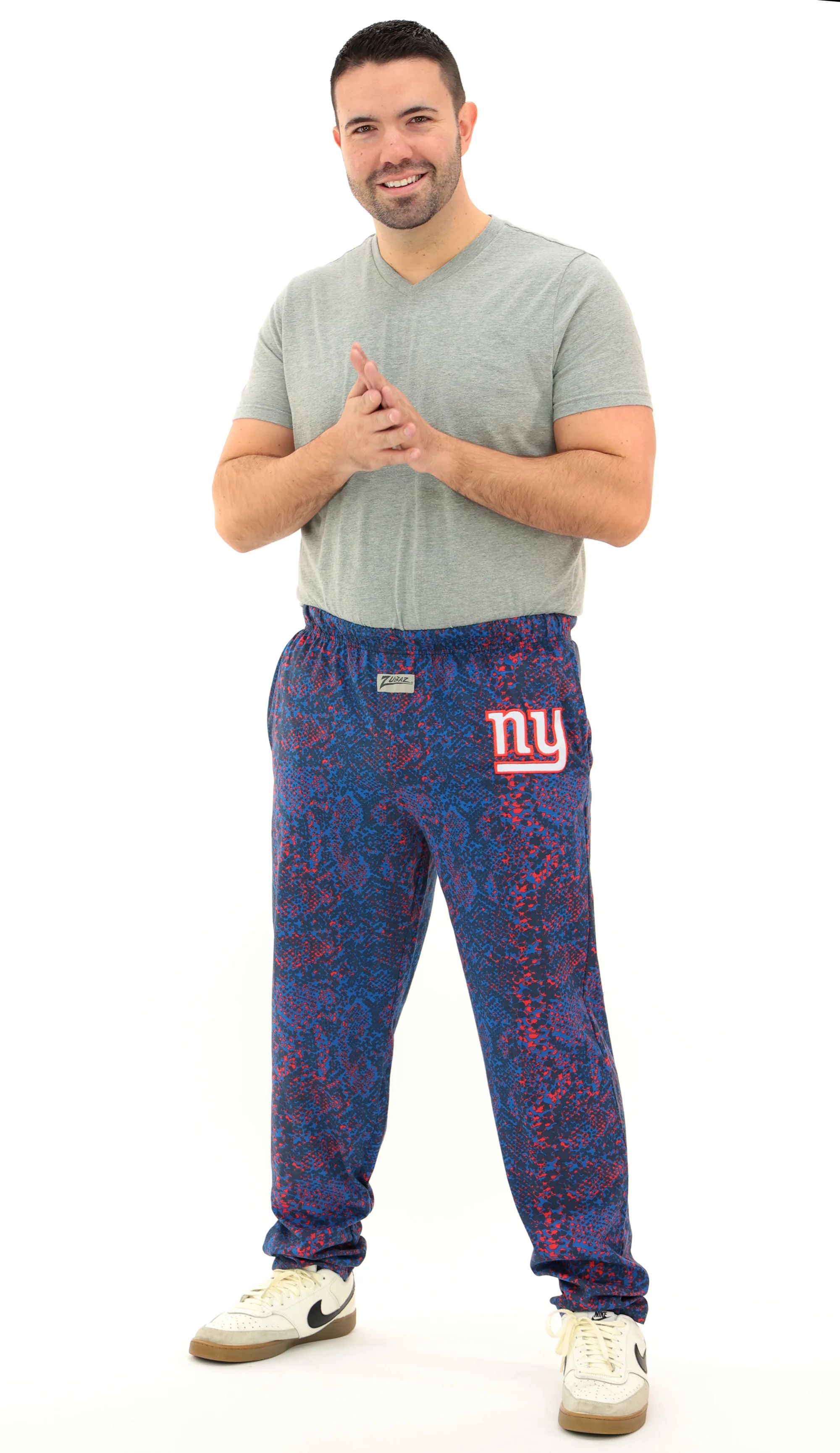 Zubaz NFL Adult Unisex Z88 Embroidered Post Pattern Pant, New York Giants, X-Small - Image 2