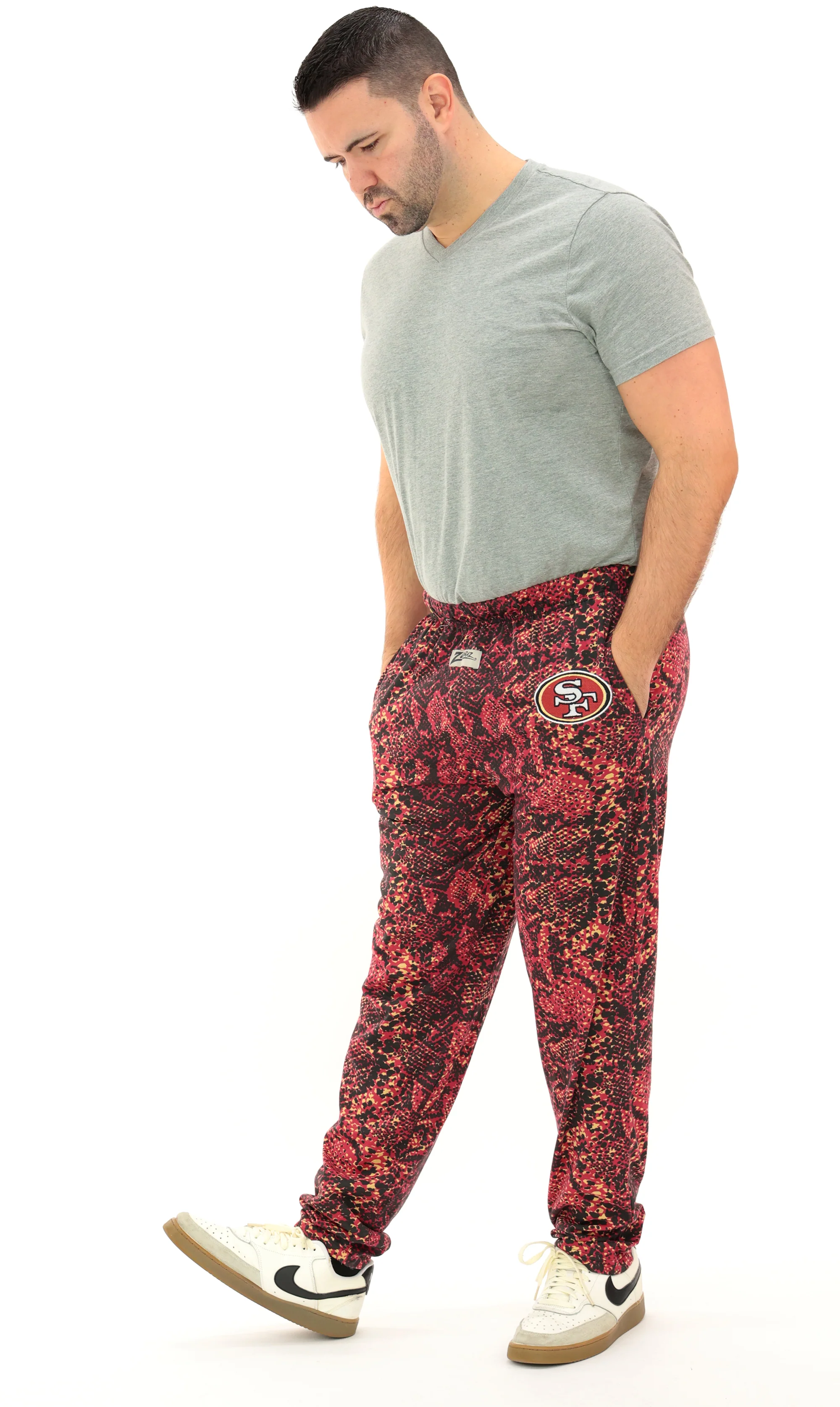 Zubaz NFL Adult Unisex Z88 Embroidered Post Pattern Pant, San Francisco 49ers, X-Small - Image 29