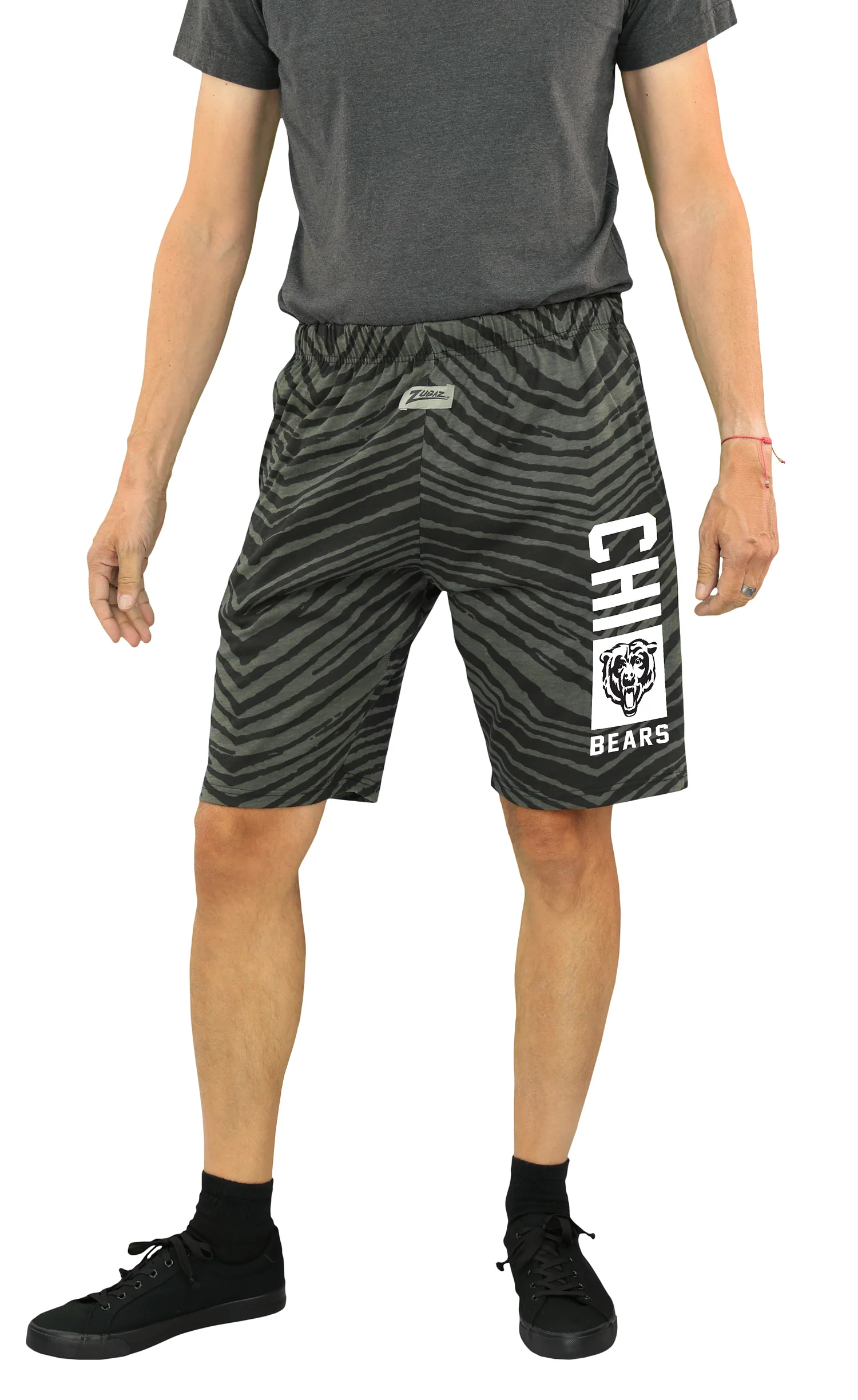 Zubaz NFL Adult Unisex Z88 Black Tonal Shorts, Chicago Bears - Image 2
