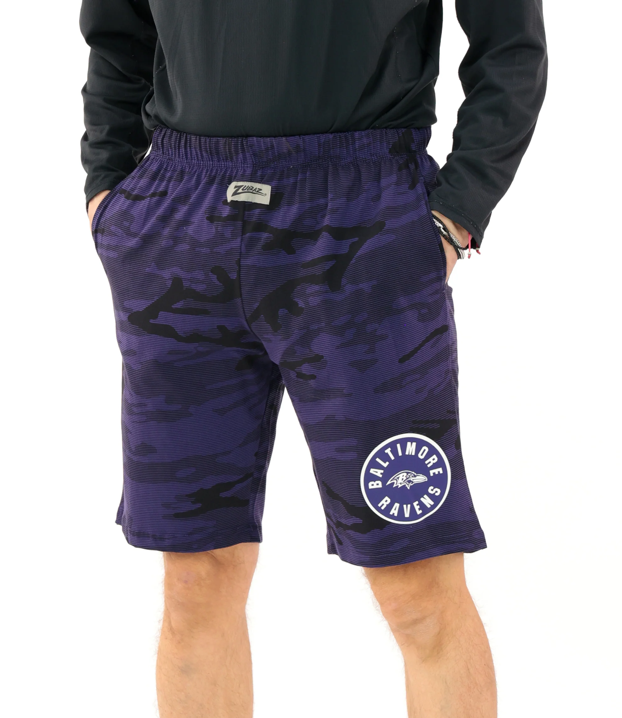 Zubaz NFL Adult Unisex Z88 Camo Lines Shorts, Baltimore Ravens - Image 60