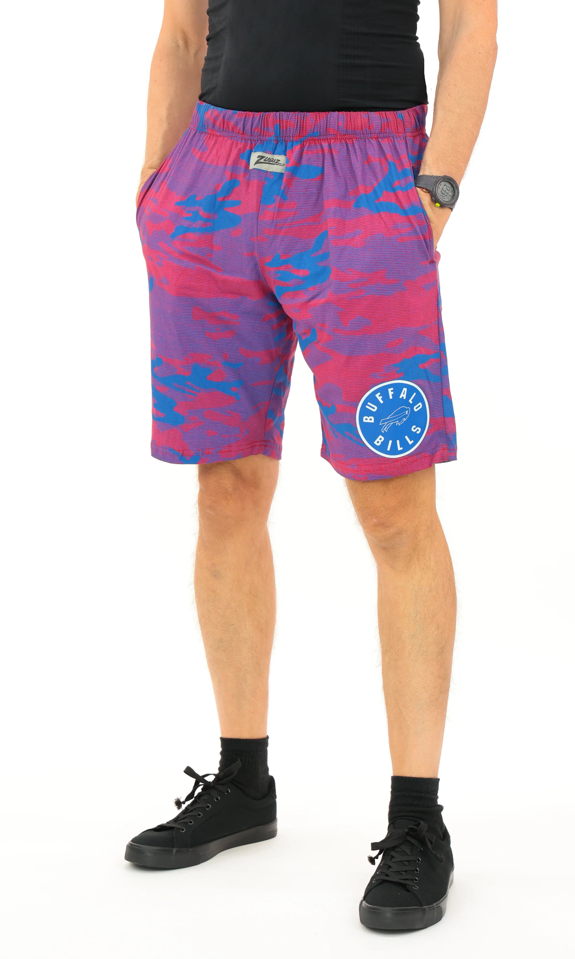 Zubaz NFL Adult Unisex Z88 Camo Lines Shorts, Buffalo Bills - Image 2