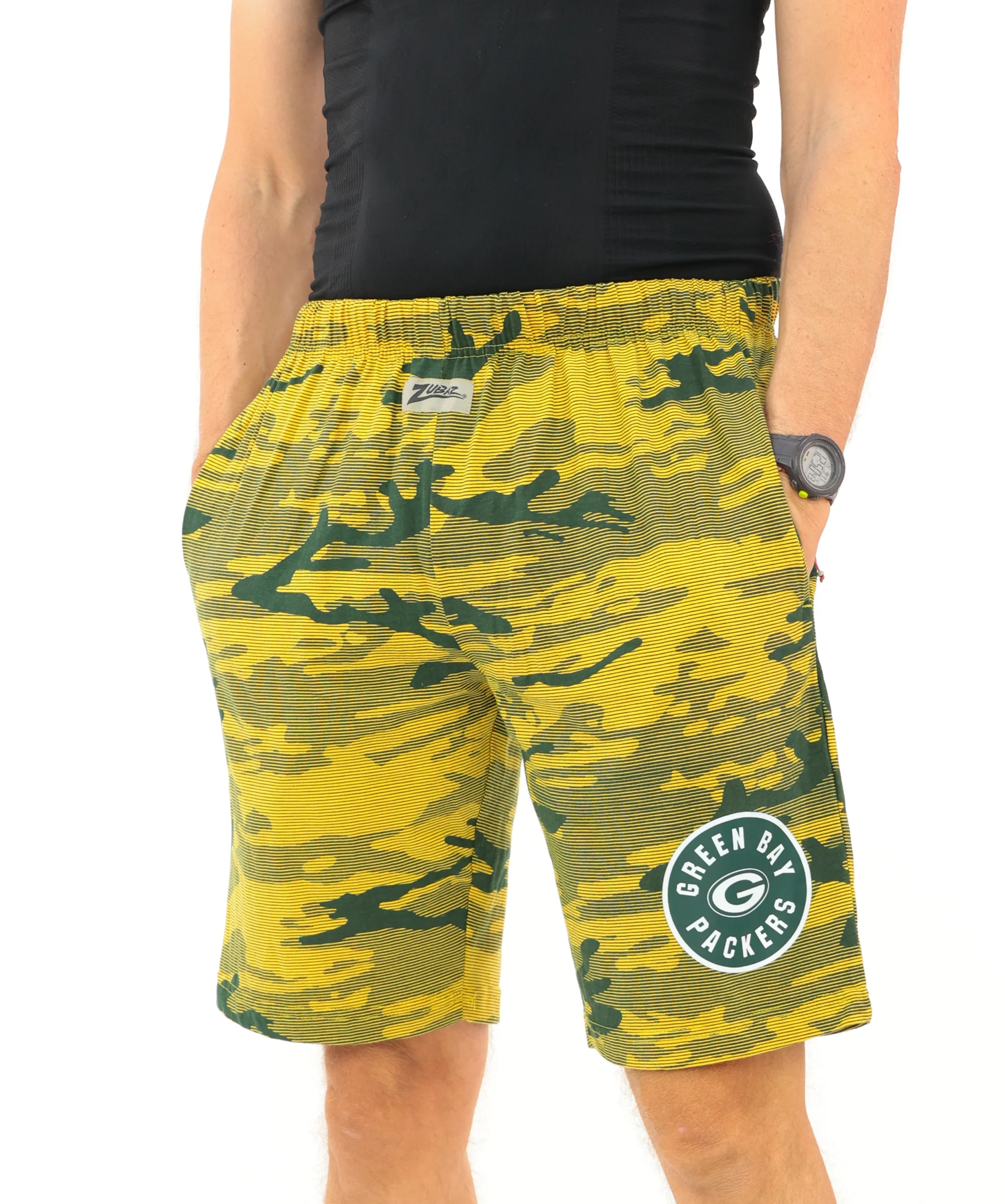 Zubaz NFL Adult Unisex Z88 Camo Lines Shorts, Green Bay Packers - Image 64
