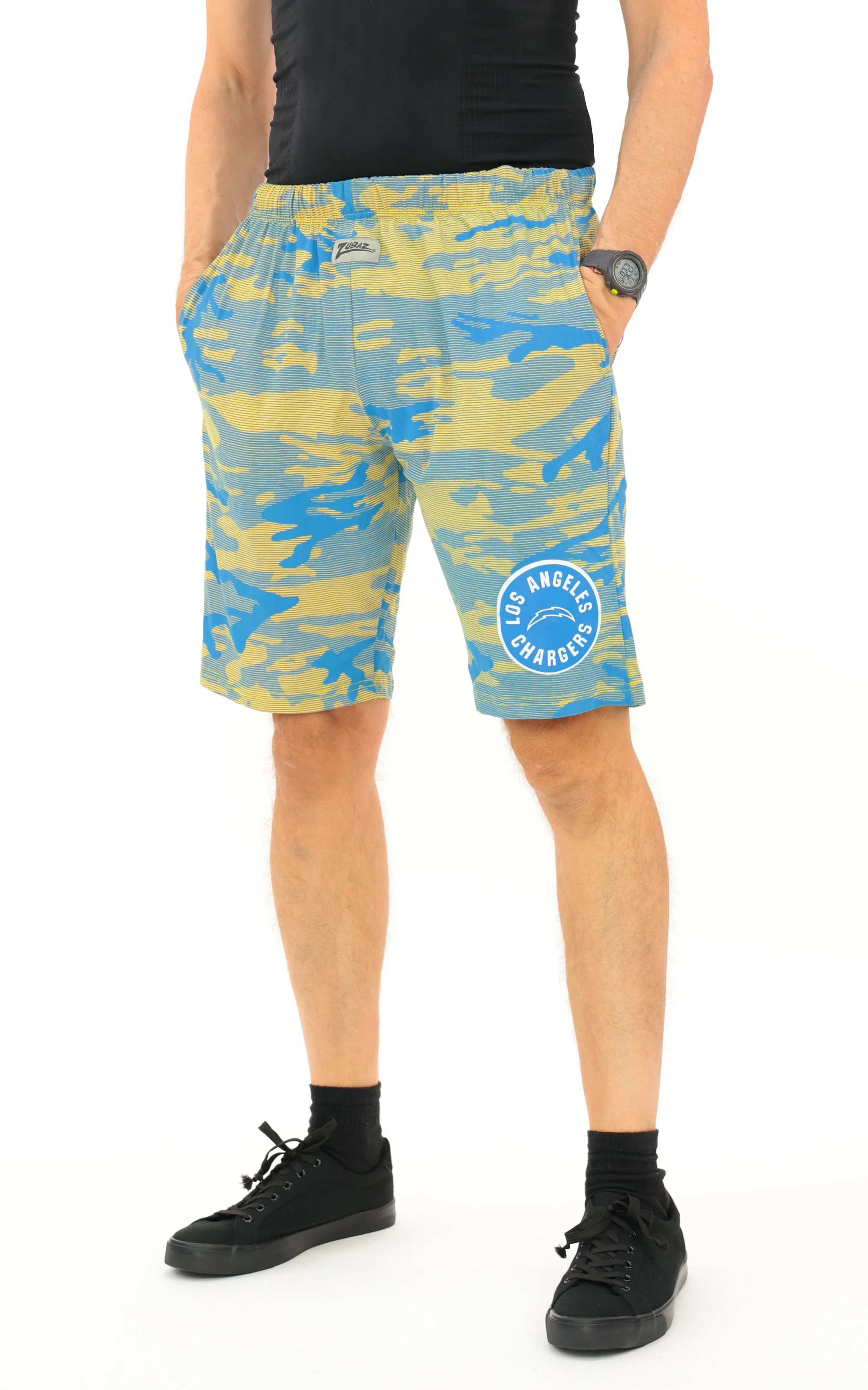 Zubaz NFL Adult Unisex Z88 Camo Lines Shorts, Los Angeles Chargers - Image 58