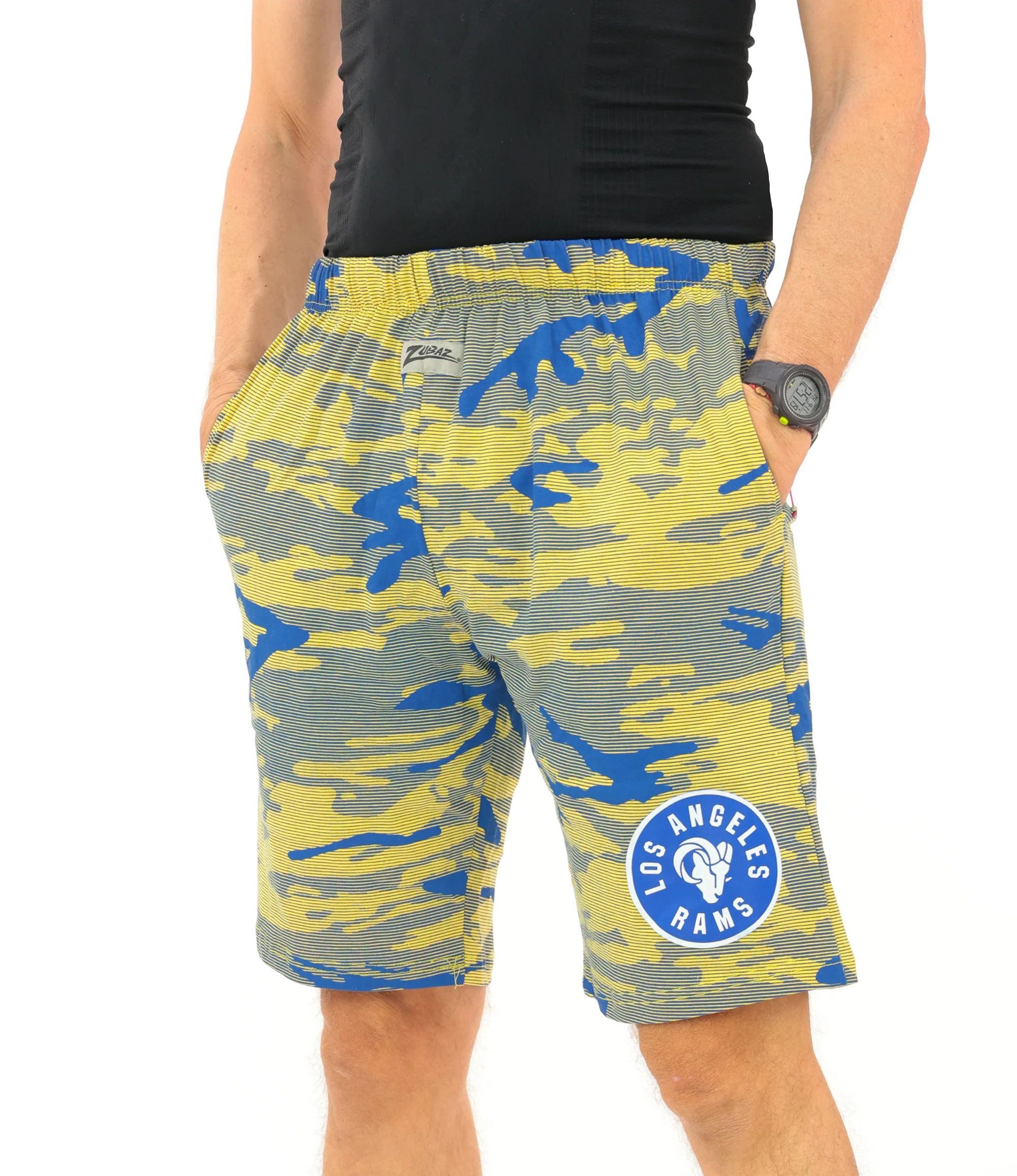 Zubaz NFL Adult Unisex Z88 Camo Lines Shorts, Los Angeles Rams - Image 32