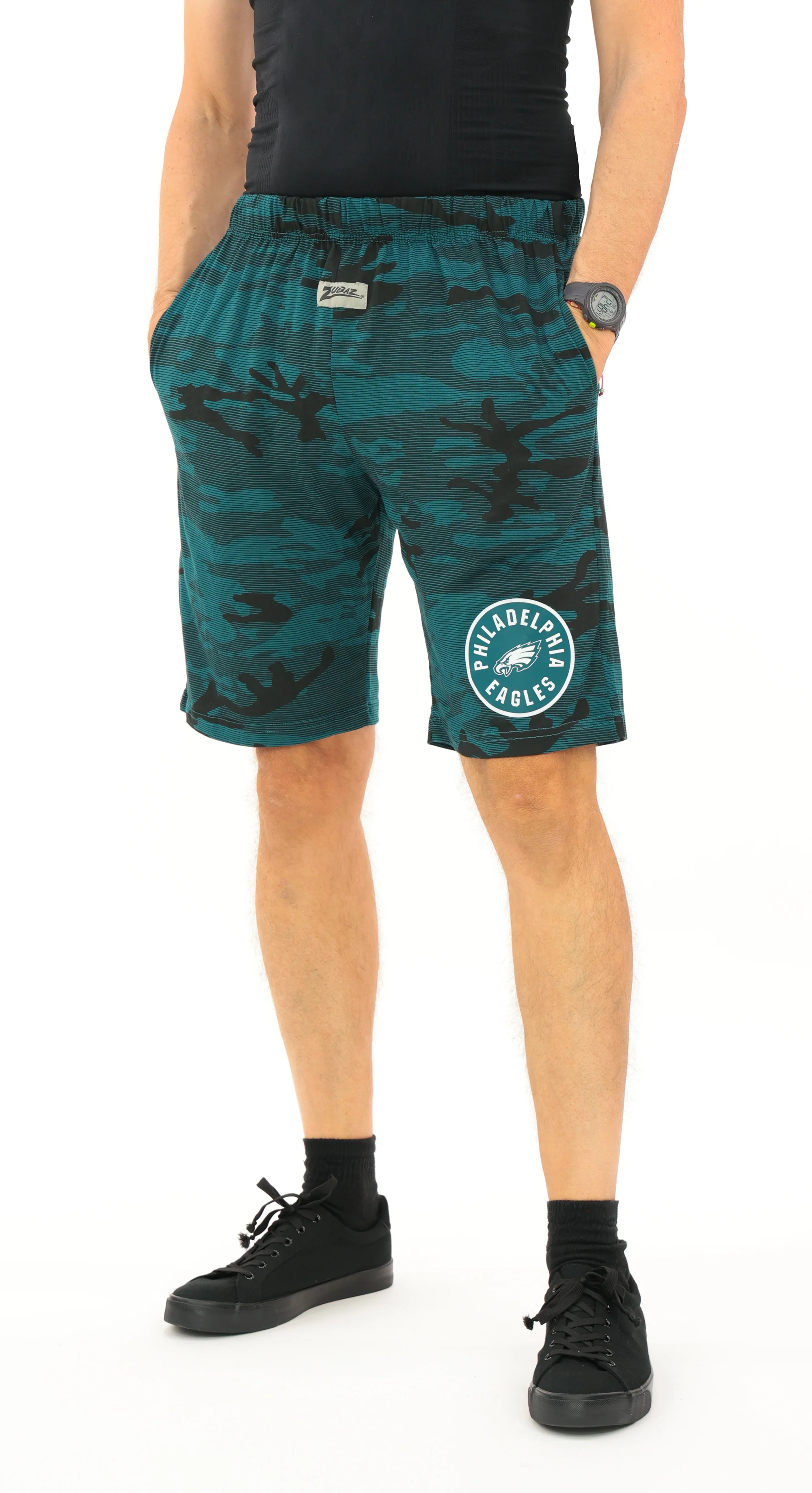 Zubaz NFL Adult Unisex Z88 Camo Lines Shorts, Philadelphia Eagles - Image 2