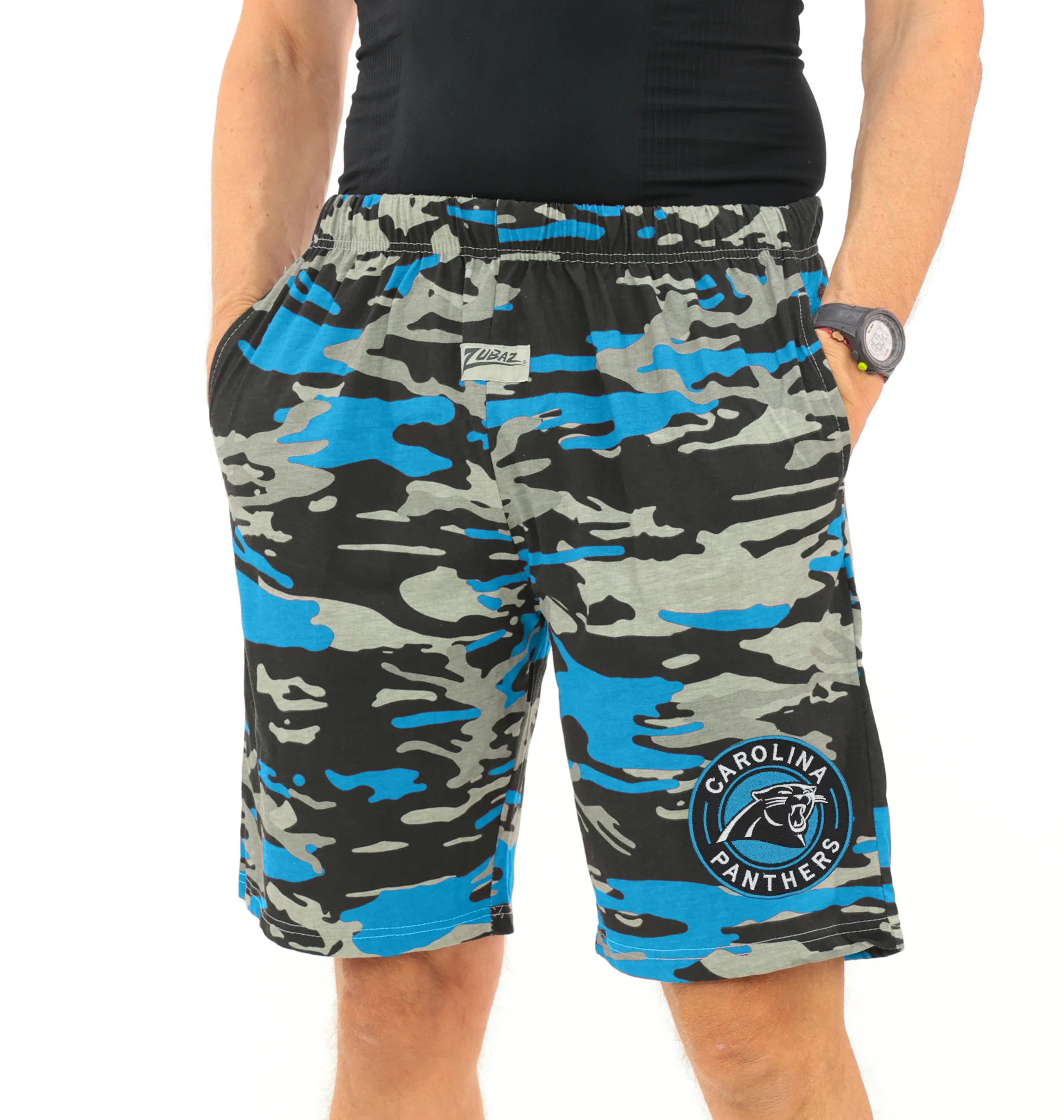 Zubaz NFL Adult Unisex Z88 Embroidered Alt Camo Shorts, Carolina Pantshers - Image 40