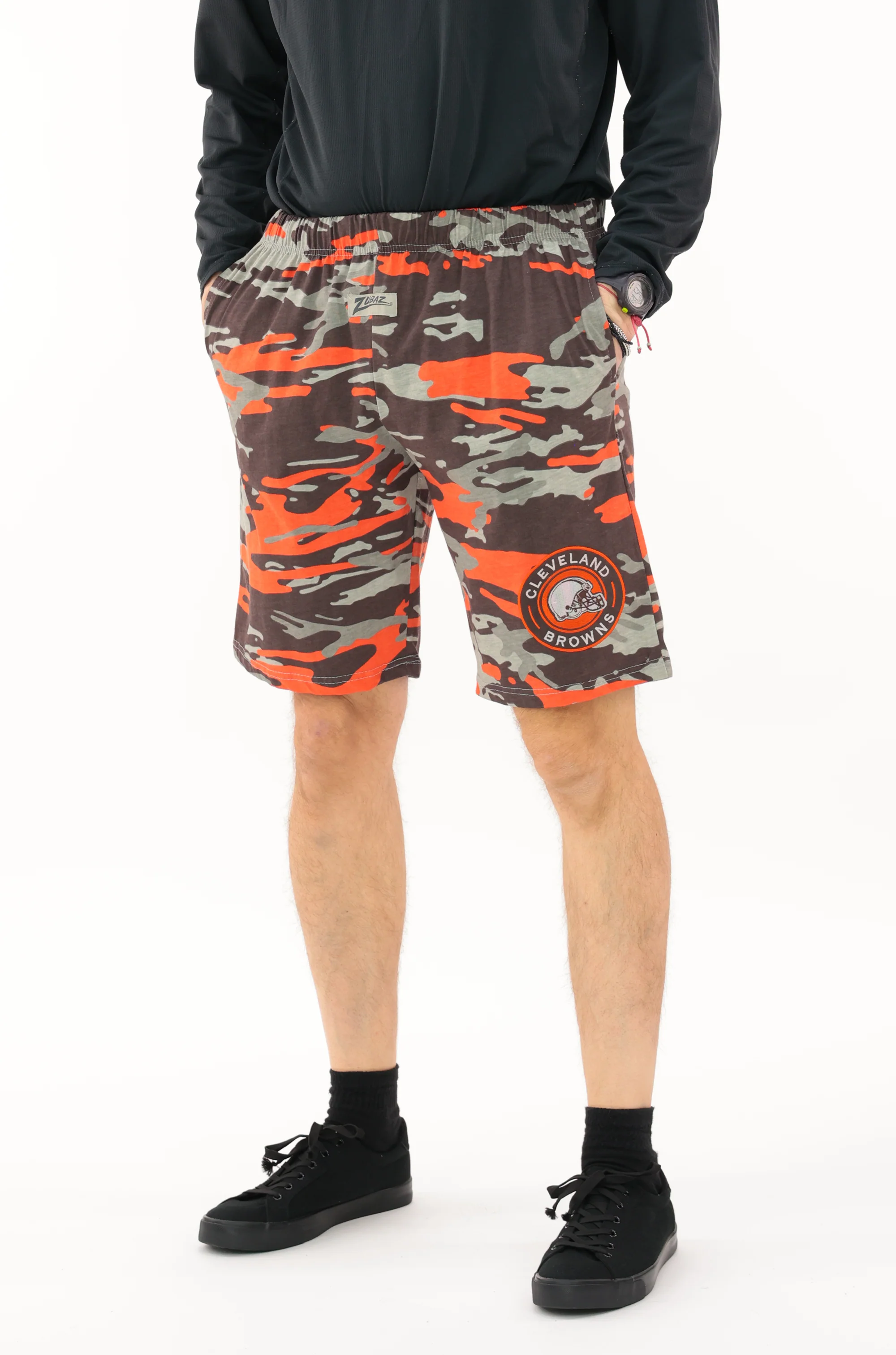 Zubaz NFL Adult Unisex Z88 Embroidered Alt Camo Shorts, Cleveland Browns - Image 2