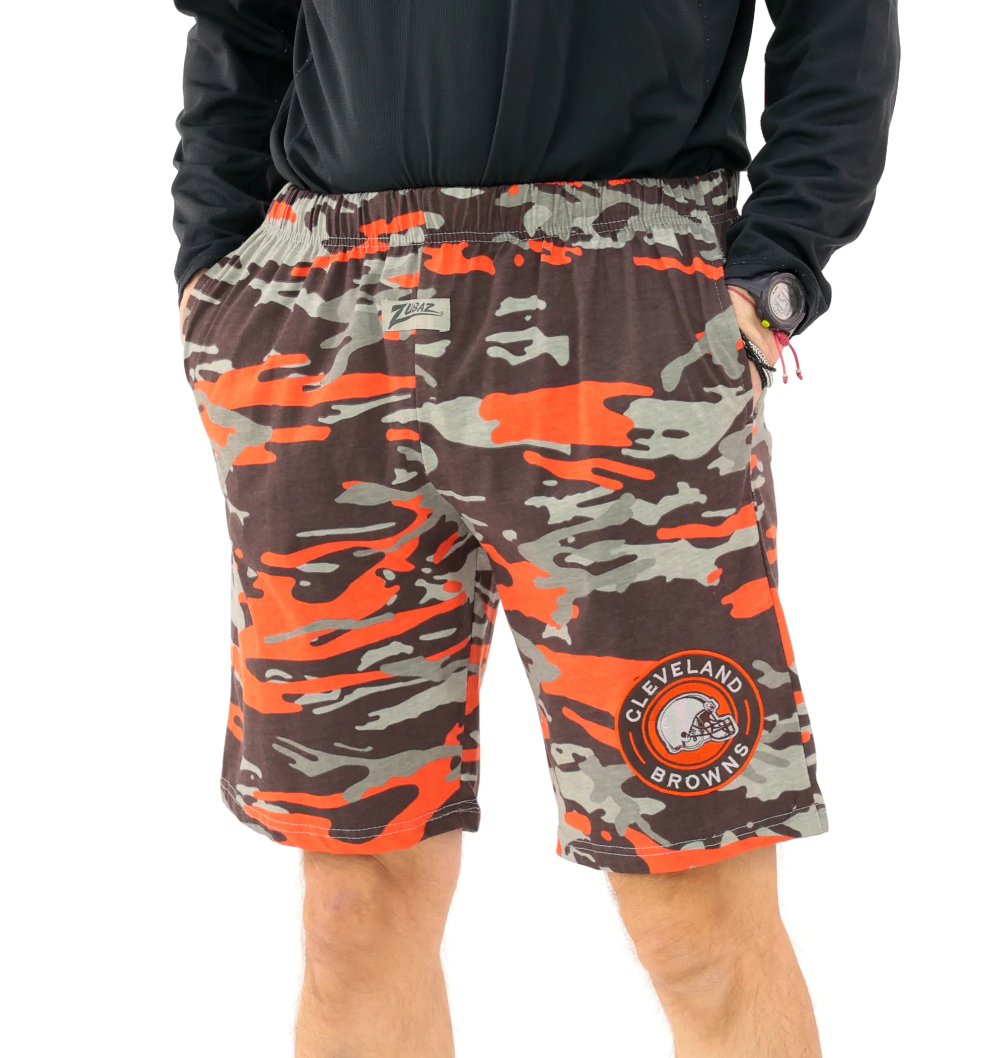 Zubaz NFL Adult Unisex Z88 Embroidered Alt Camo Shorts, Cleveland Browns - Image 46