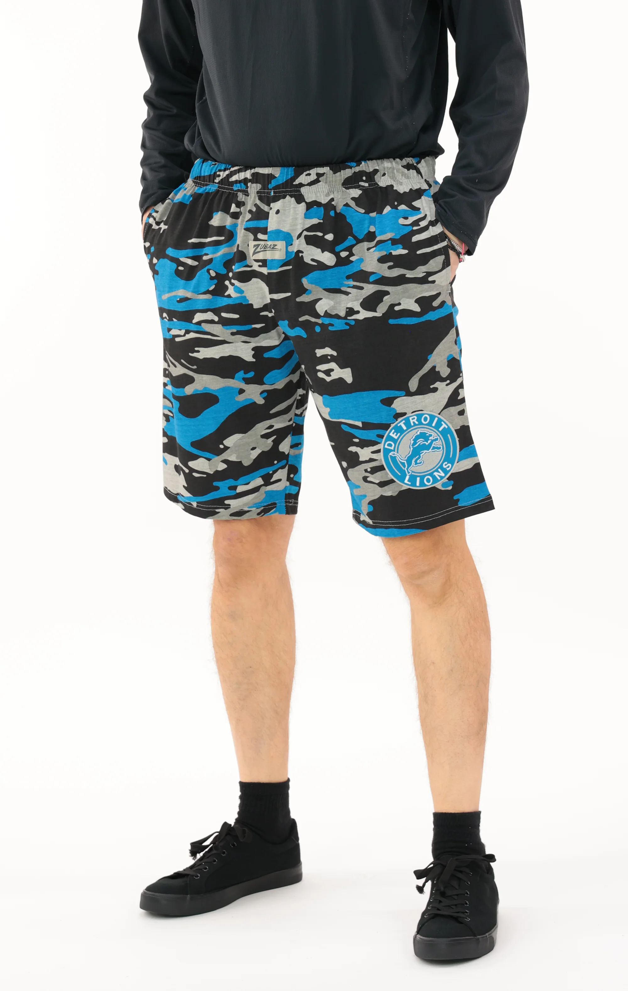 Zubaz NFL Adult Unisex Z88 Embroidered Alt Camo Shorts, Detroit Lions - Image 2