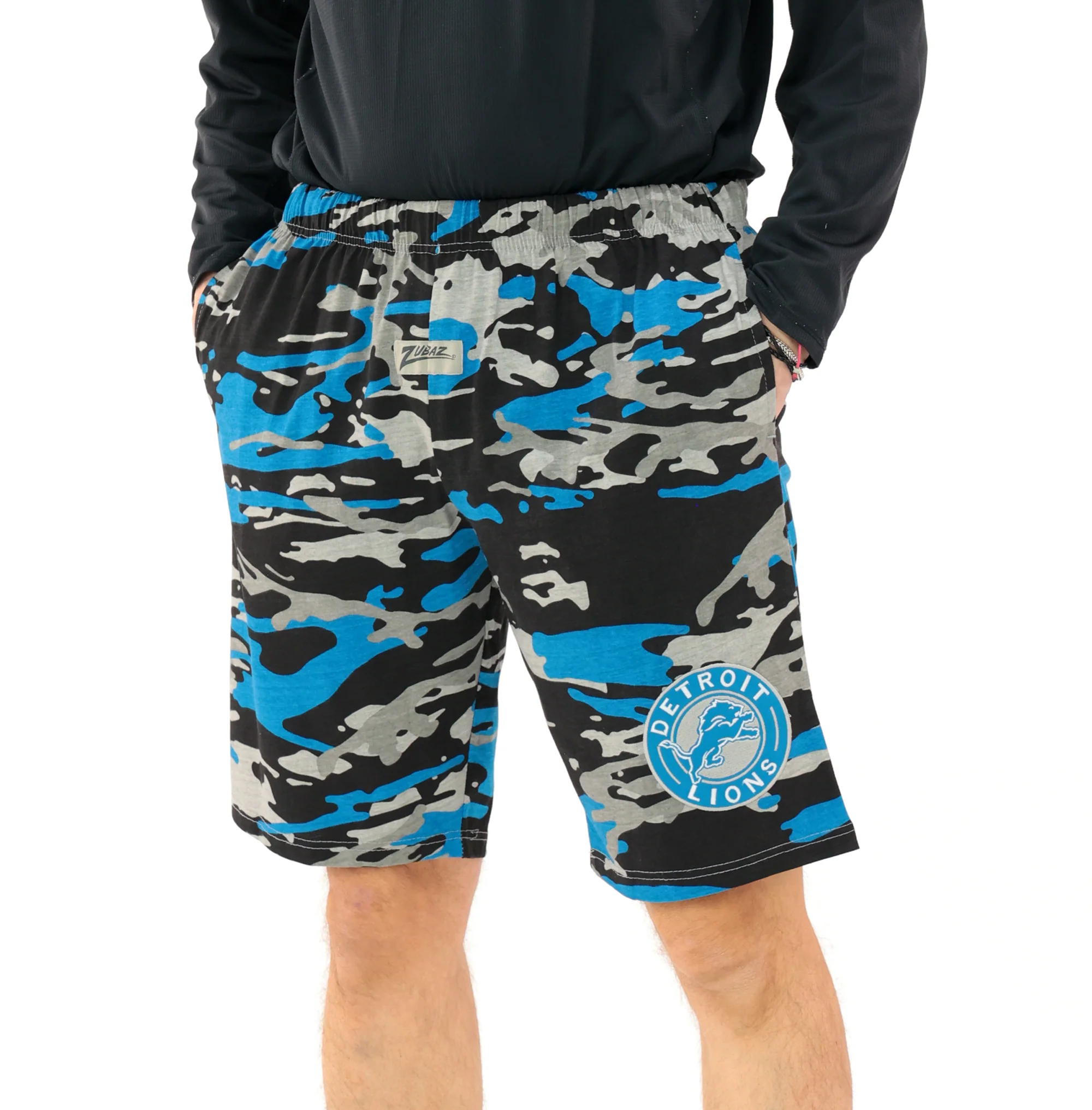 Zubaz NFL Adult Unisex Z88 Embroidered Alt Camo Shorts, Detroit Lions - Image 8
