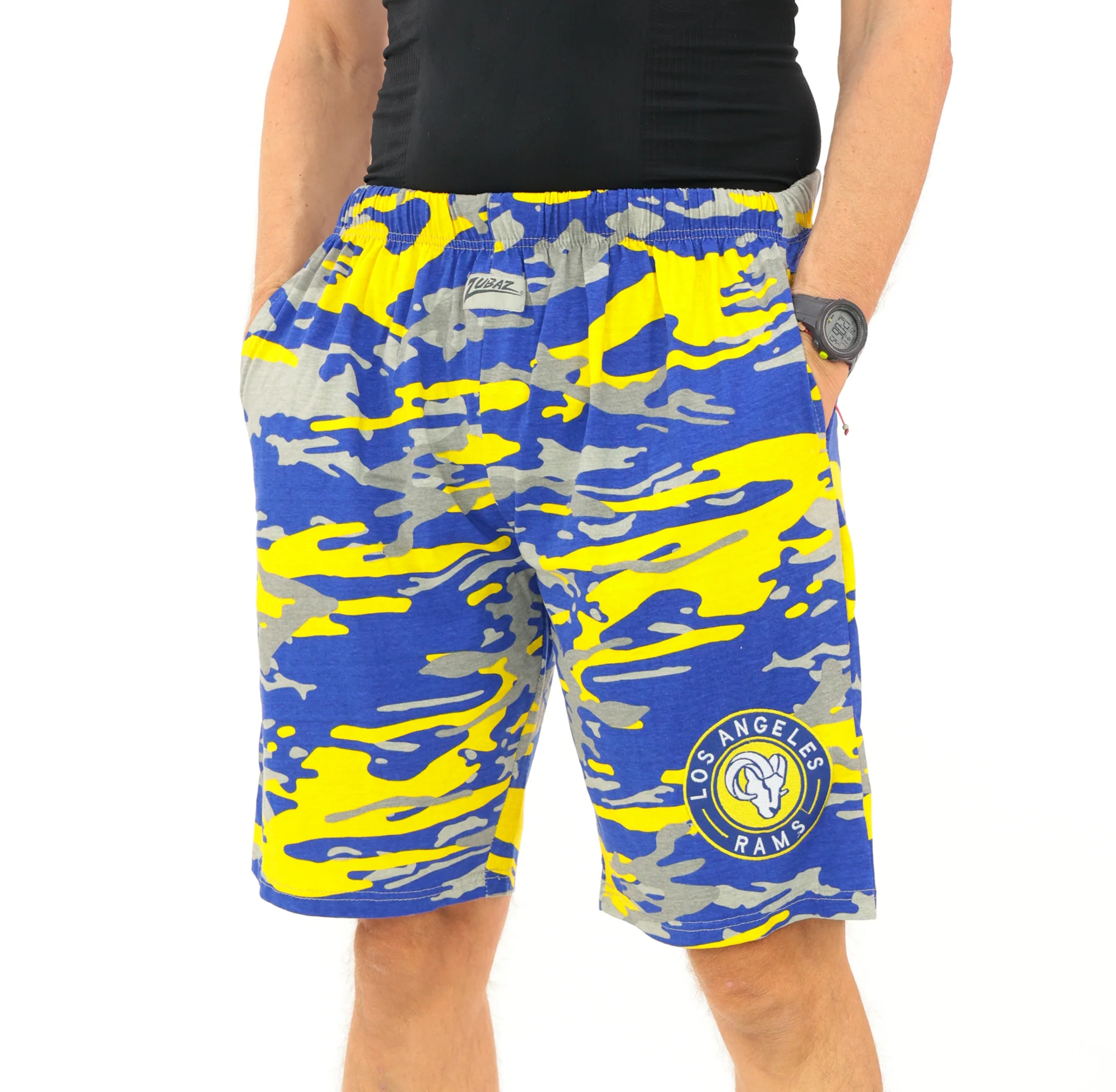 Zubaz NFL Adult Unisex Z88 Embroidered Alt Camo Shorts, Los Angeles Rams - Image 55