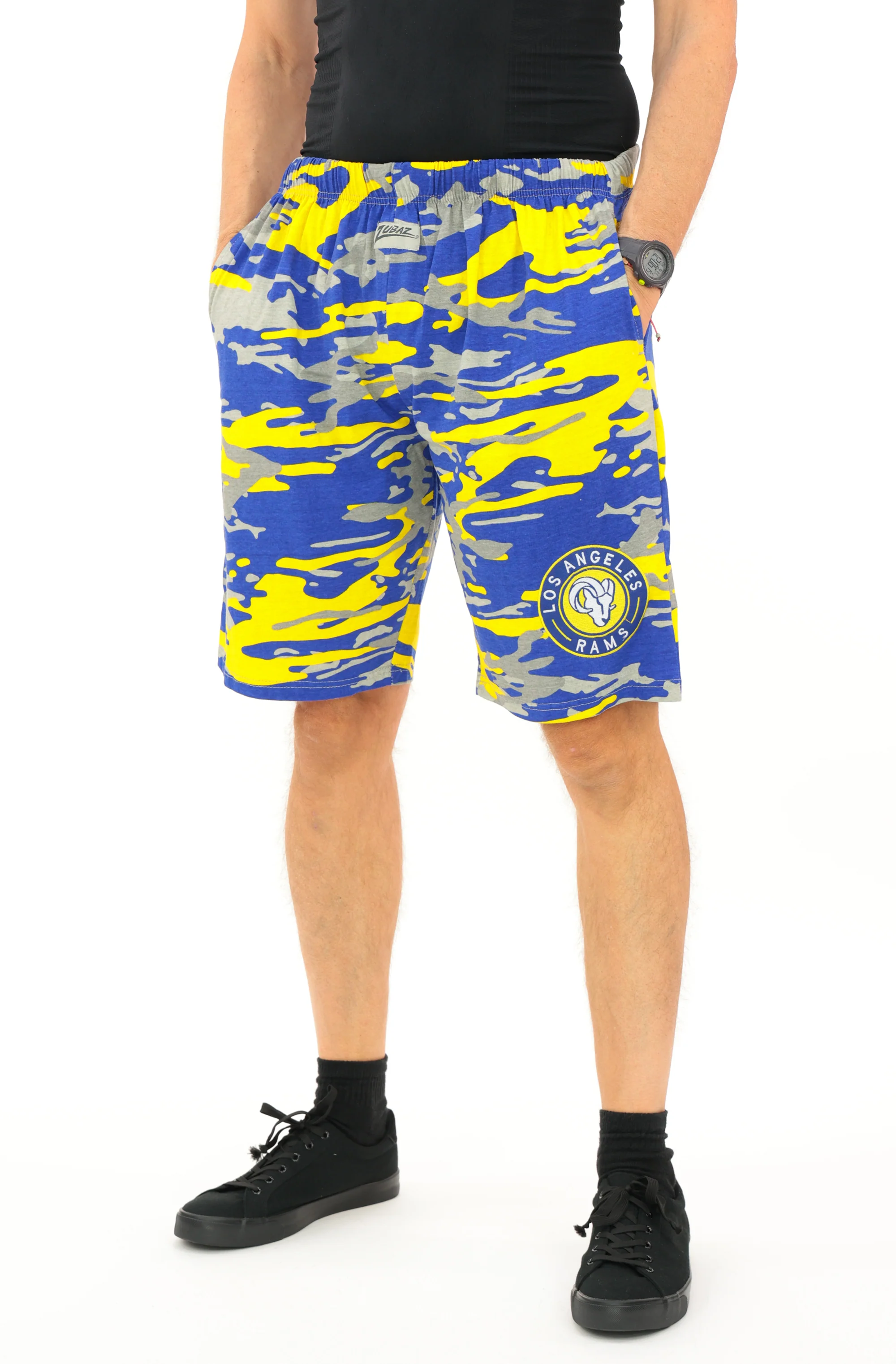 Zubaz NFL Adult Unisex Z88 Embroidered Alt Camo Shorts, Los Angeles Rams - Image 8