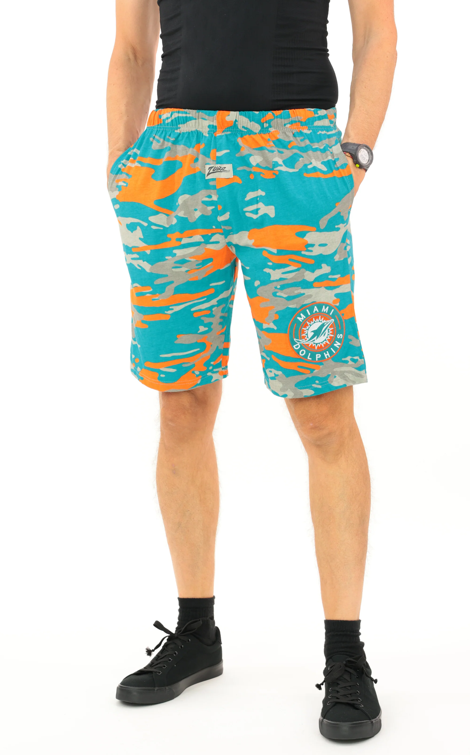 Zubaz NFL Adult Unisex Z88 Embroidered Alt Camo Shorts, Miami Dolphins - Image 41