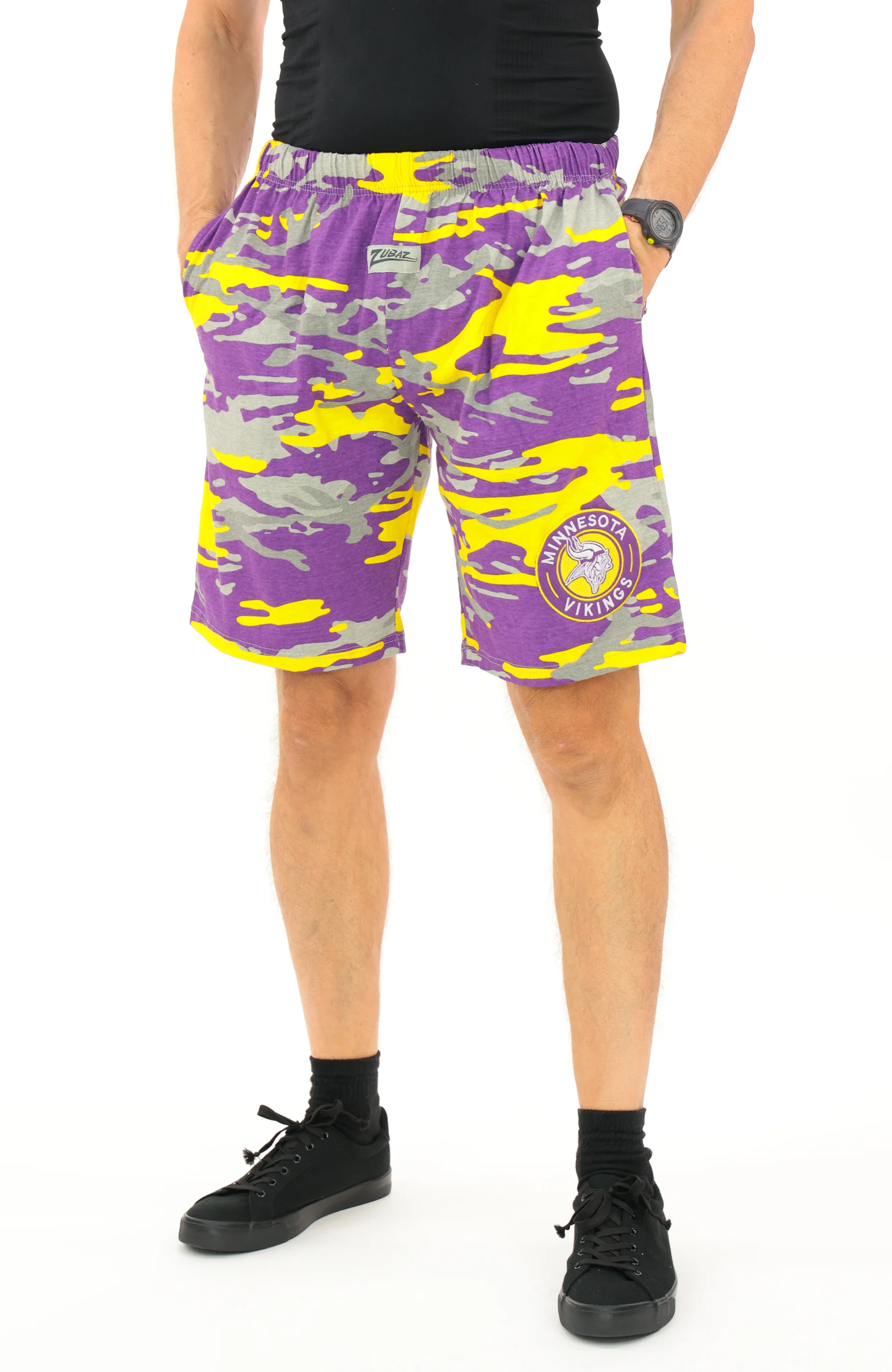 Zubaz NFL Adult Unisex Z88 Embroidered Alt Camo Shorts, Minnesota Vikings - Image 56