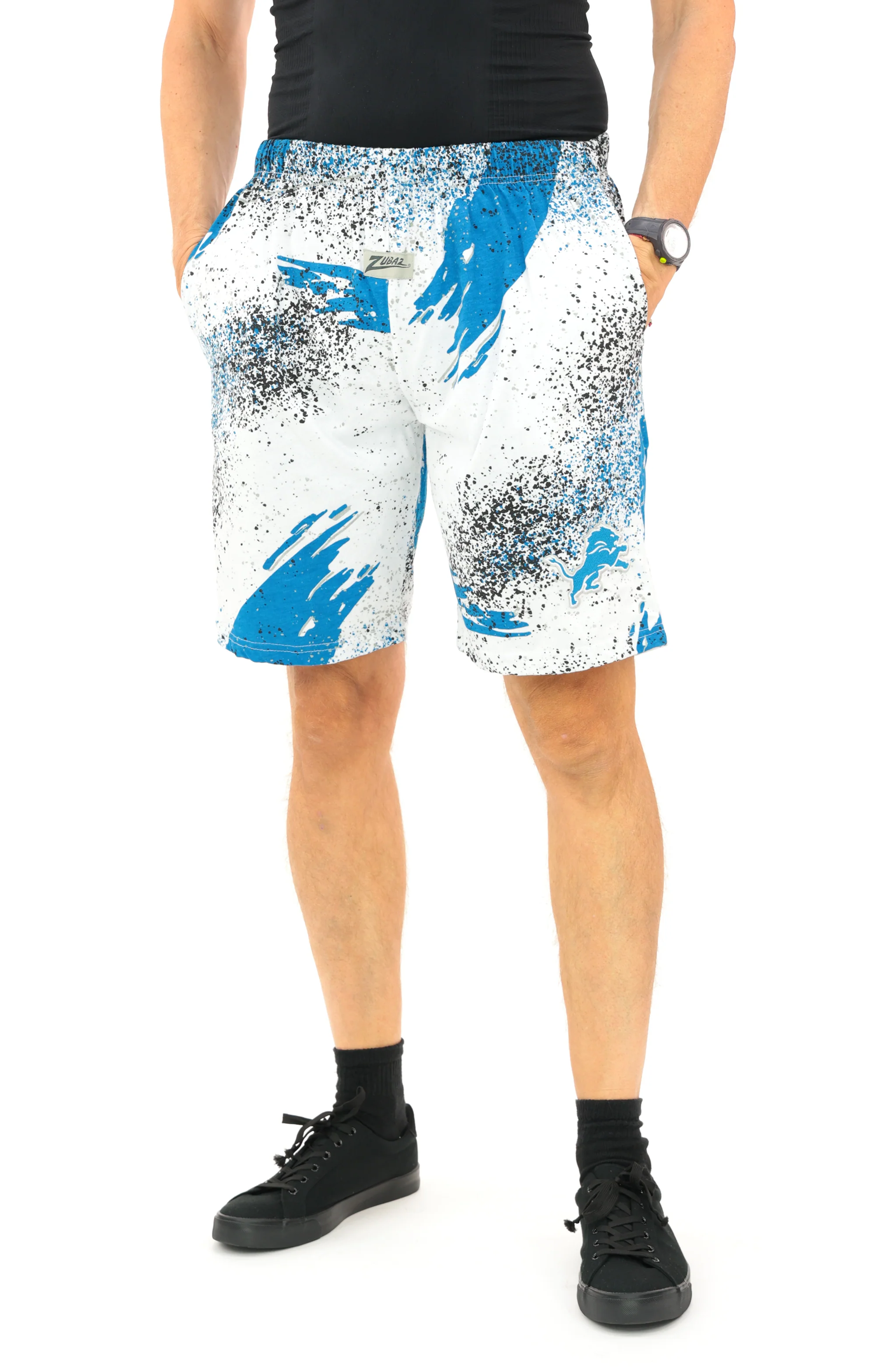 Zubaz NFL Adult Unisex Z88 Embroidered Confetti 3 Team Color Shorts, Detroit Lions - Image 9