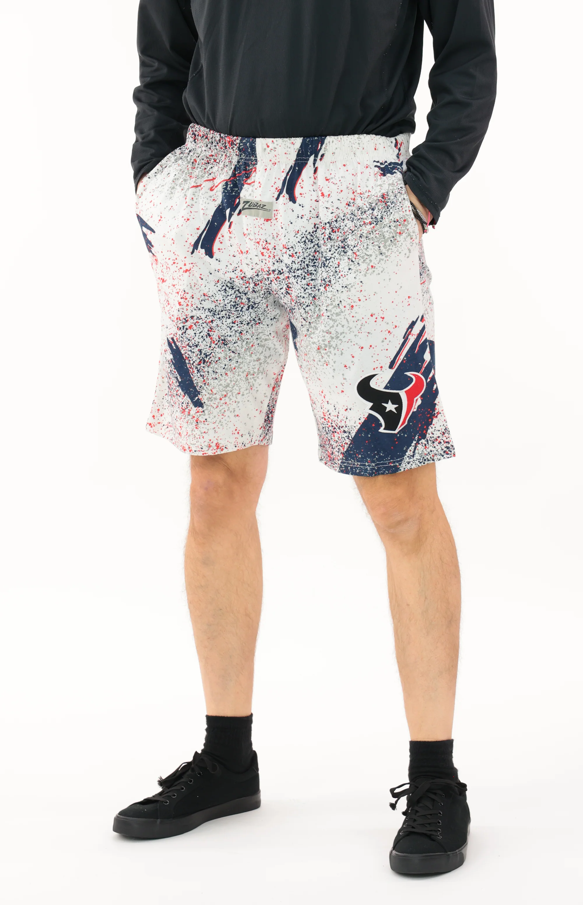 Zubaz NFL Adult Unisex Z88 Embroidered Confetti 3 Team Color Shorts, Houston Texans - Image 12