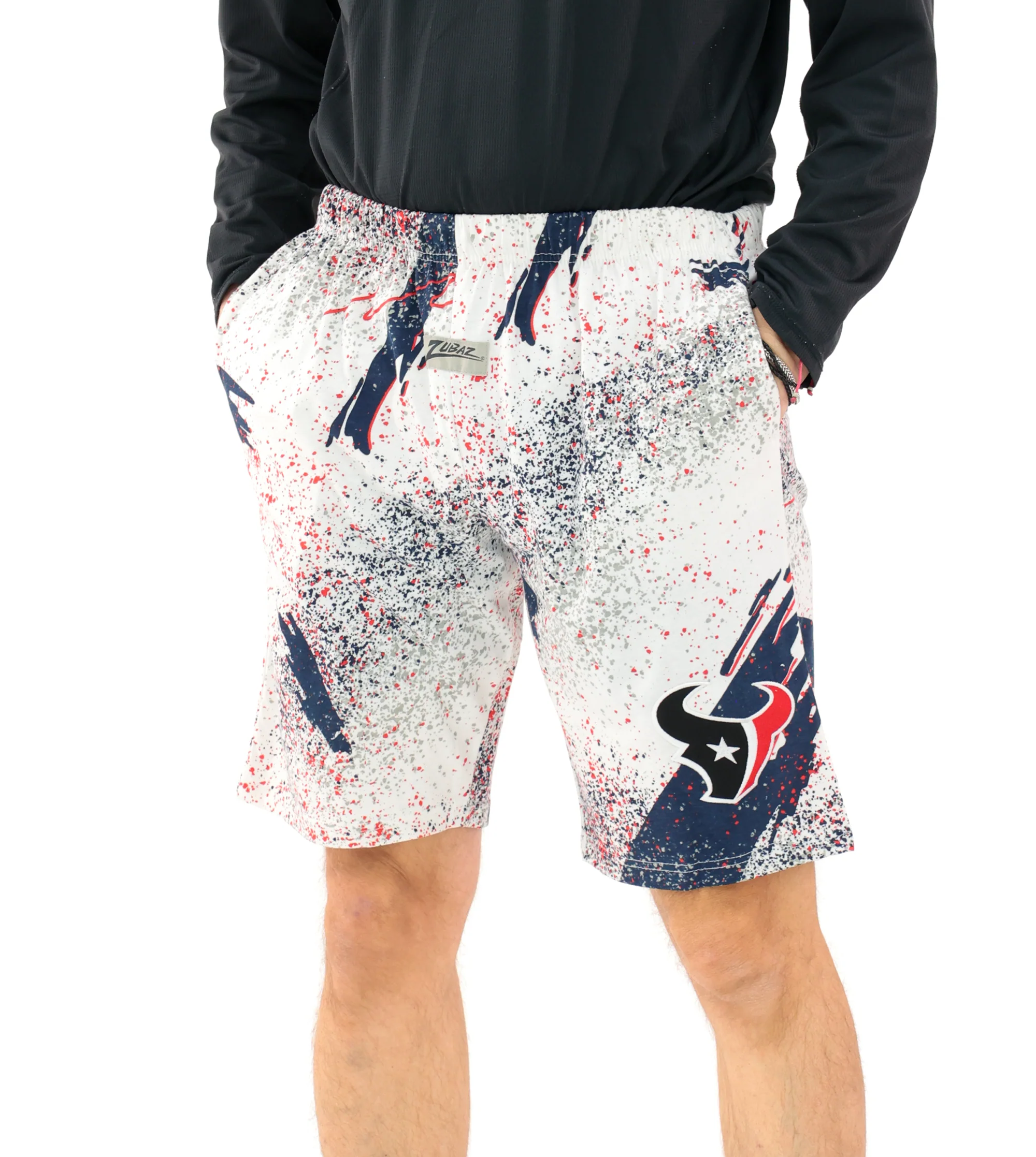 Zubaz NFL Adult Unisex Z88 Embroidered Confetti 3 Team Color Shorts, Houston Texans - Image 18