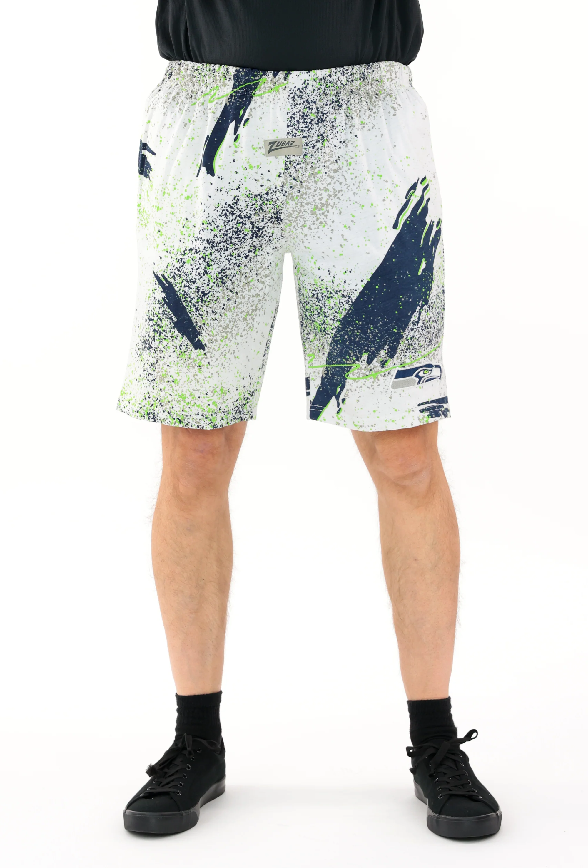Zubaz NFL Adult Unisex Z88 Embroidered Confetti 3 Team Color Shorts, Seattle Seahawks - Image 34