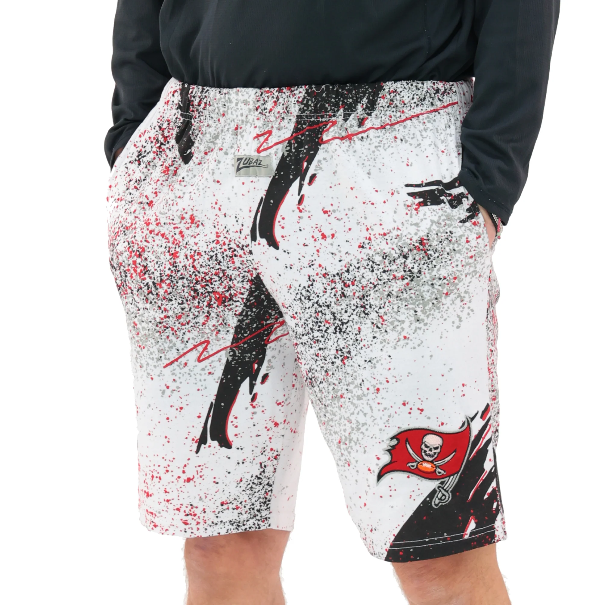 Zubaz NFL Adult Unisex Z88 Embroidered Confetti 3 Team Color Shorts, Tampa Bay Buccaneers - Image 32