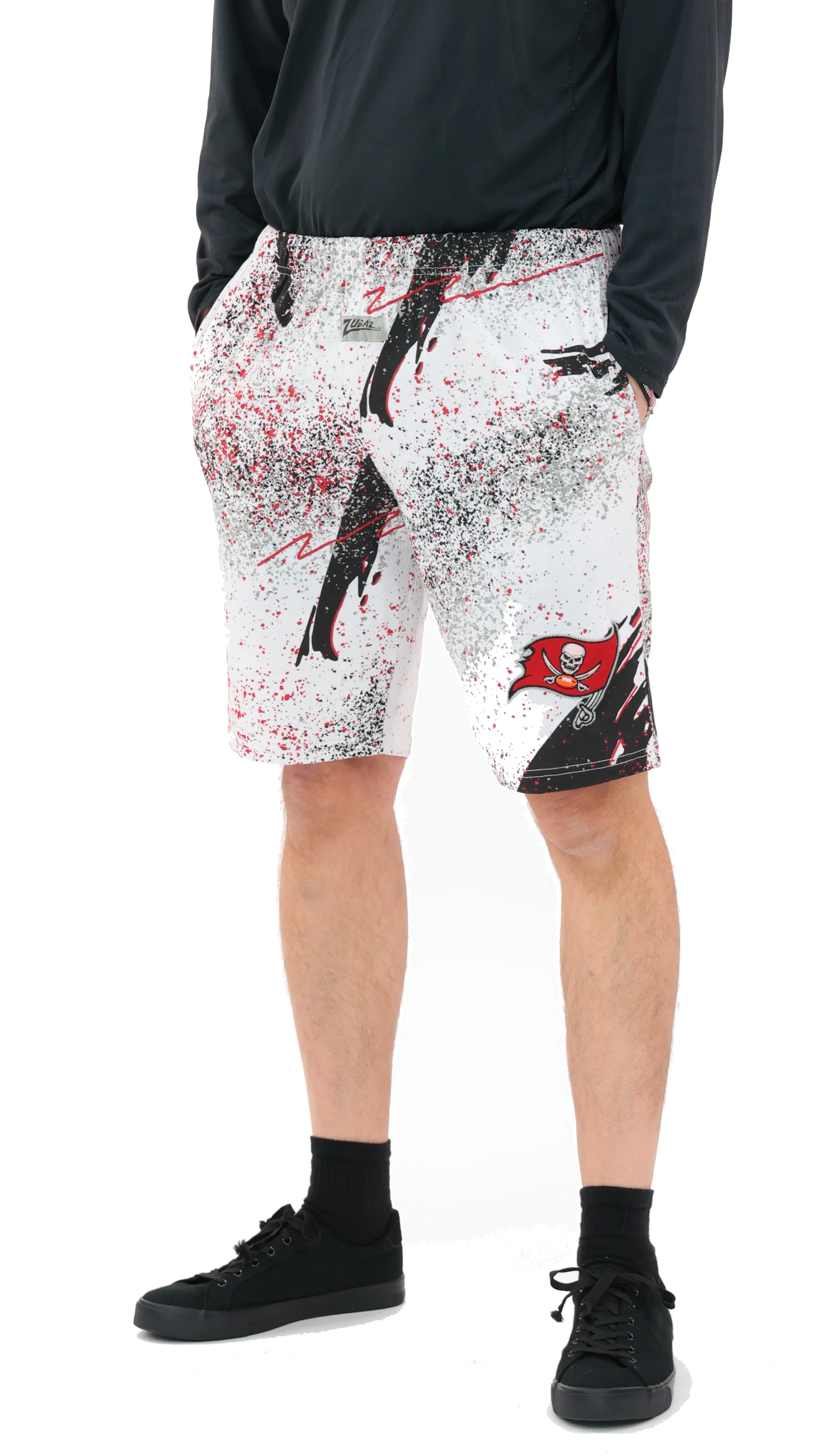 Zubaz NFL Adult Unisex Z88 Embroidered Confetti 3 Team Color Shorts, Tampa Bay Buccaneers - Image 47